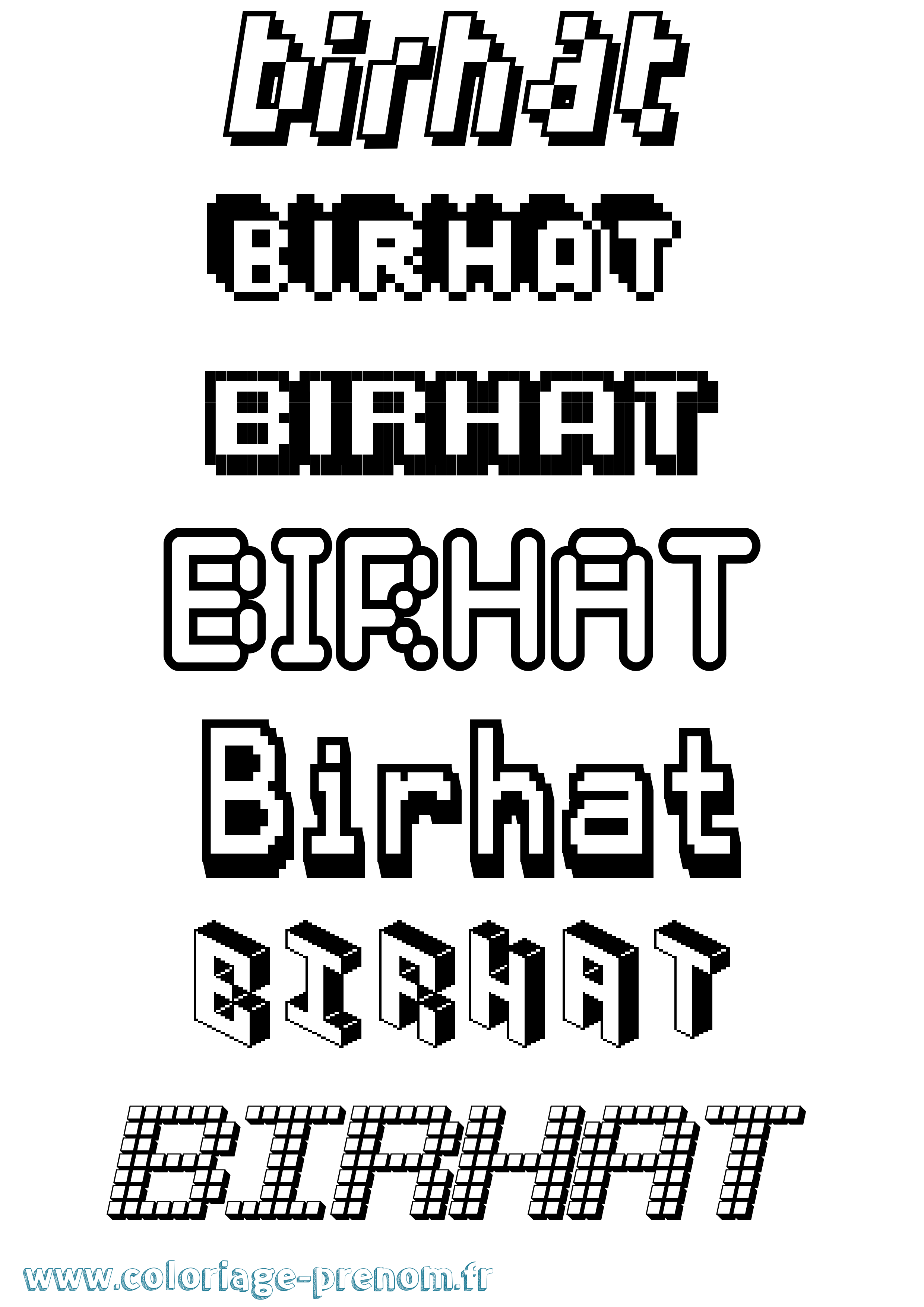 Coloriage Birhat Pixel Coloriage prénom Birhat Pixel