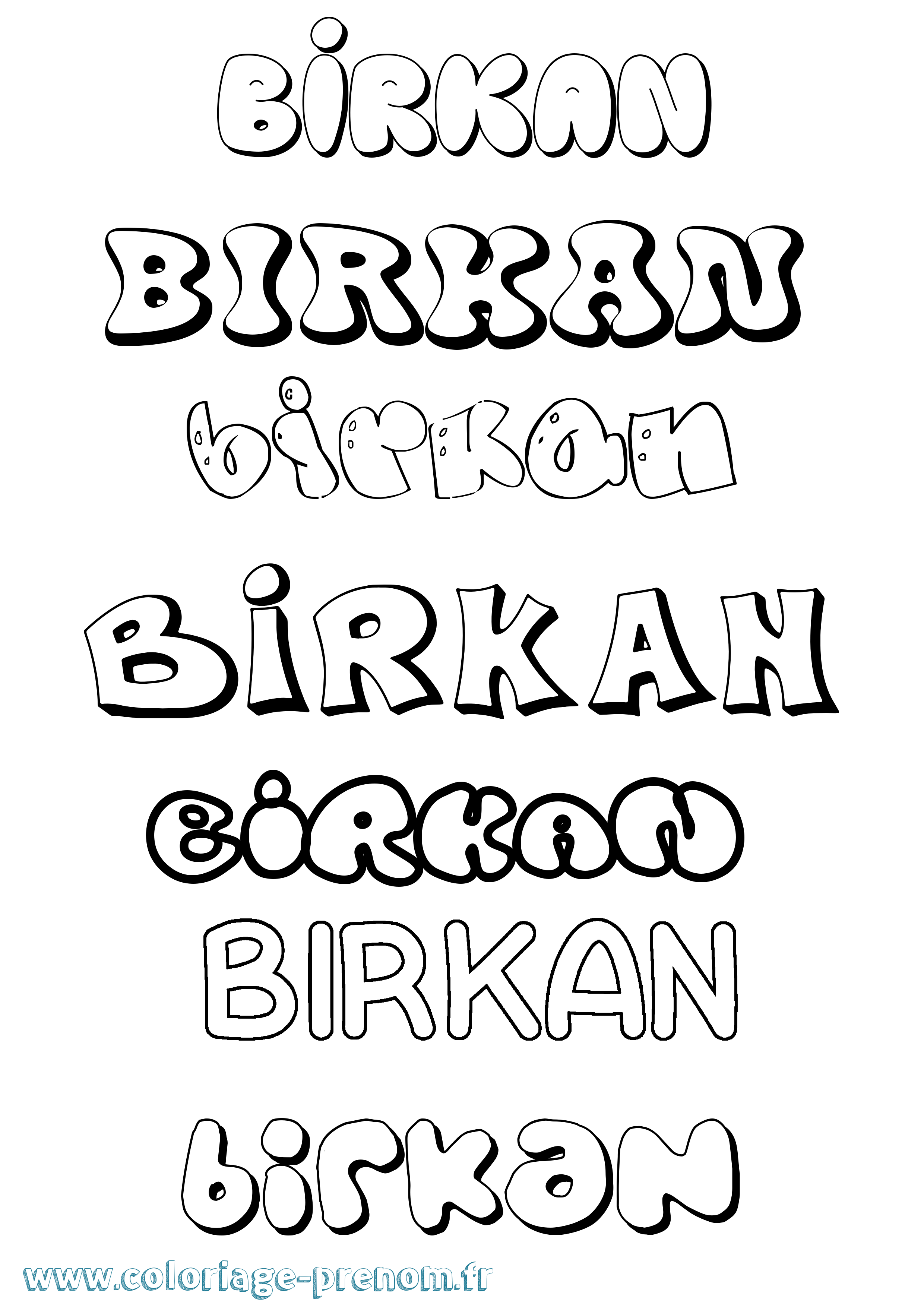 Coloriage Birkan Bubble Coloriage prénom Birkan Bubble