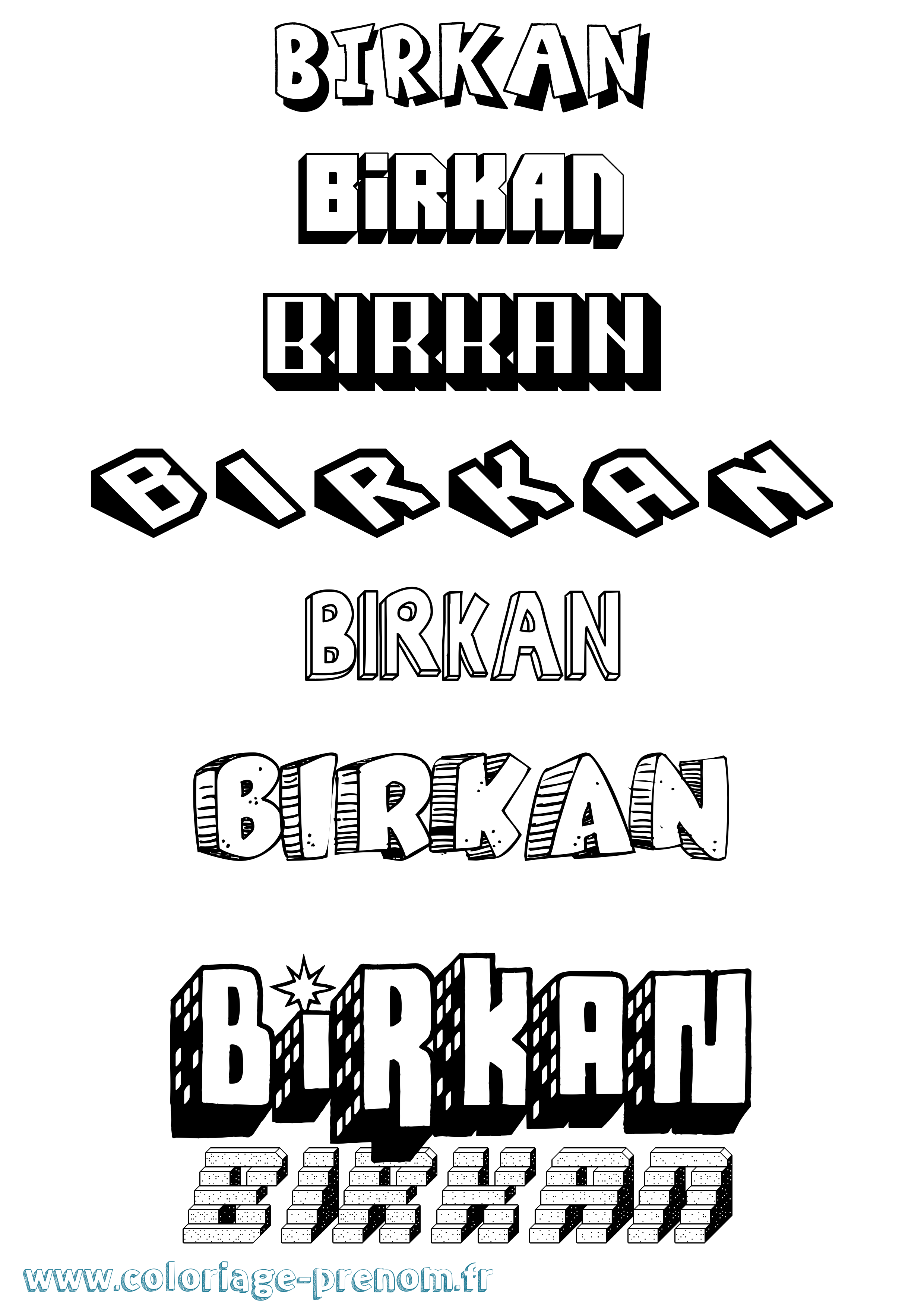 Coloriage Birkan Effet 3D Coloriage prénom Birkan Effet 3D