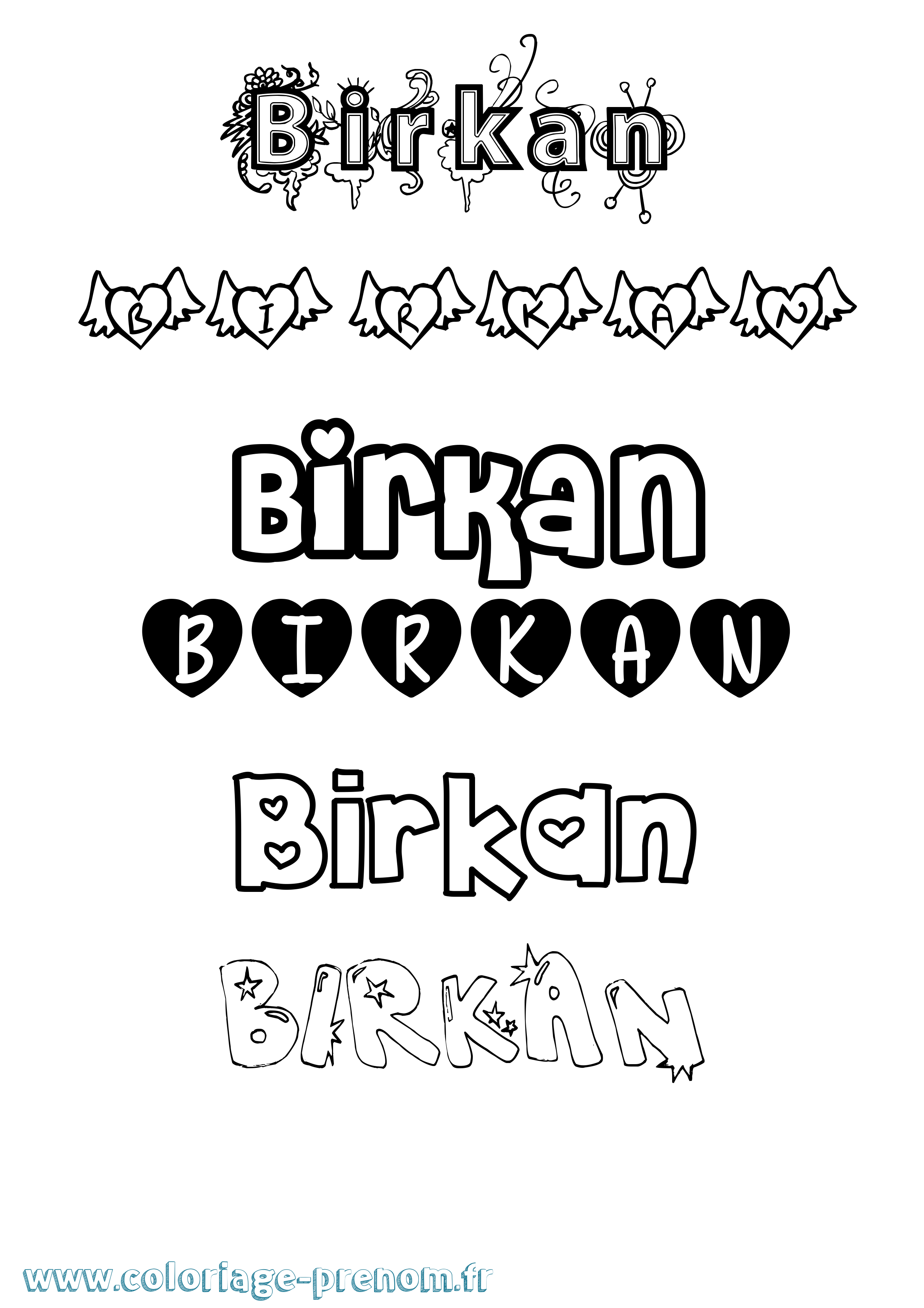 Coloriage Birkan Girly Coloriage prénom Birkan Girly