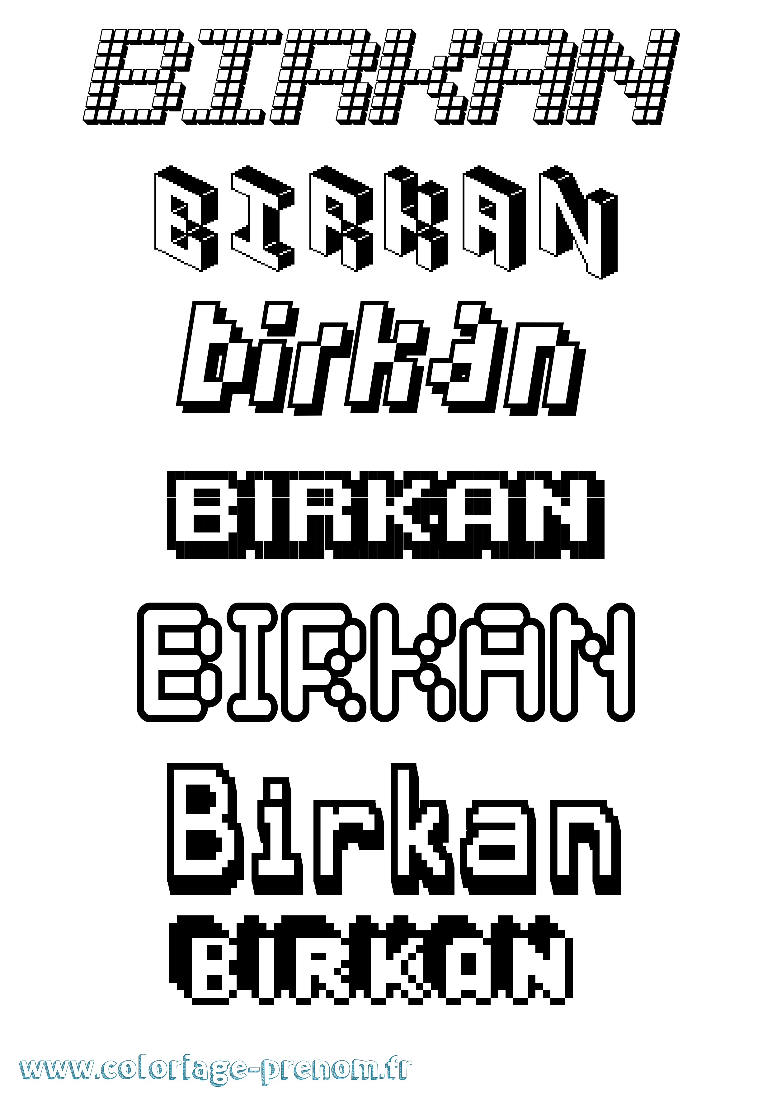 Coloriage Birkan Pixel Coloriage prénom Birkan Pixel
