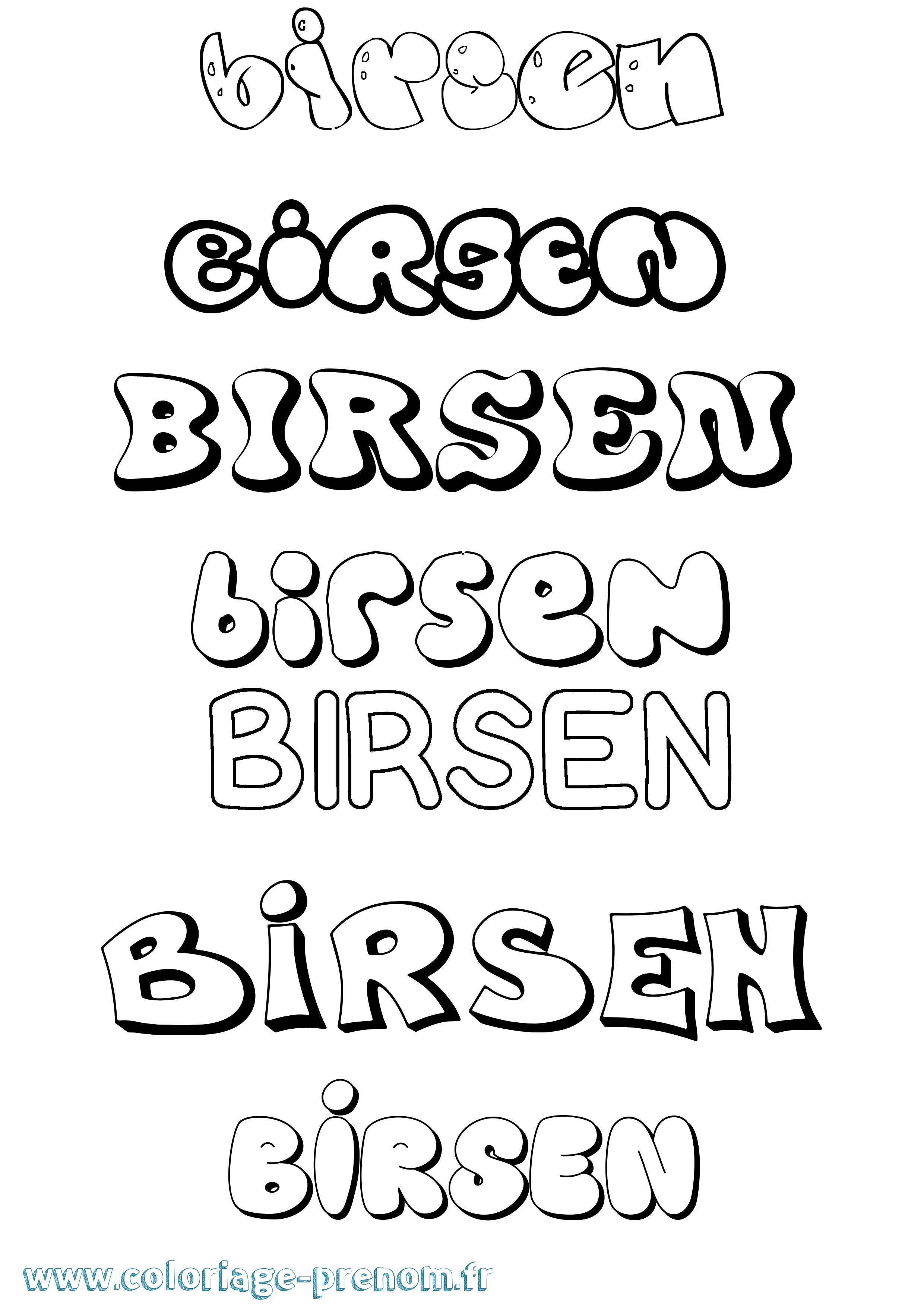 Coloriage Birsen Bubble Coloriage prénom Birsen Bubble