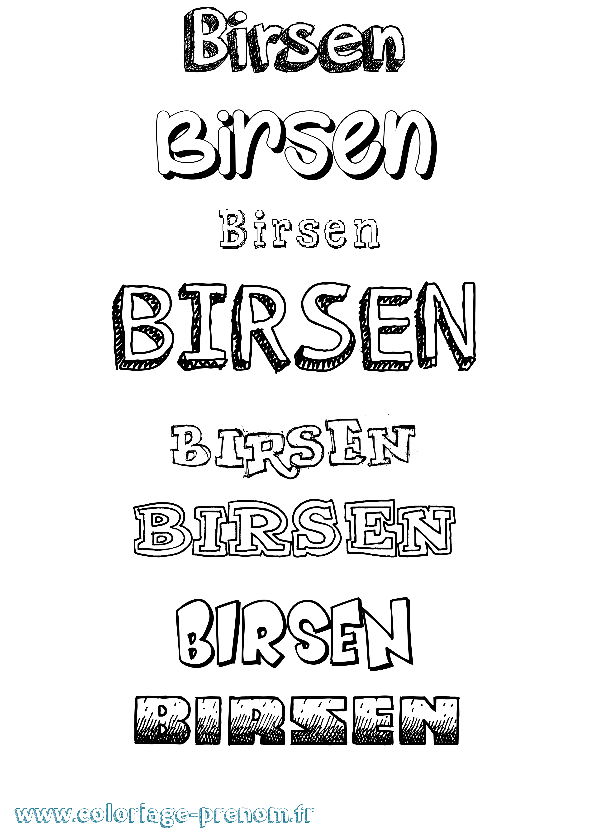 Coloriage Birsen Dessiné Coloriage prénom Birsen Dessiné