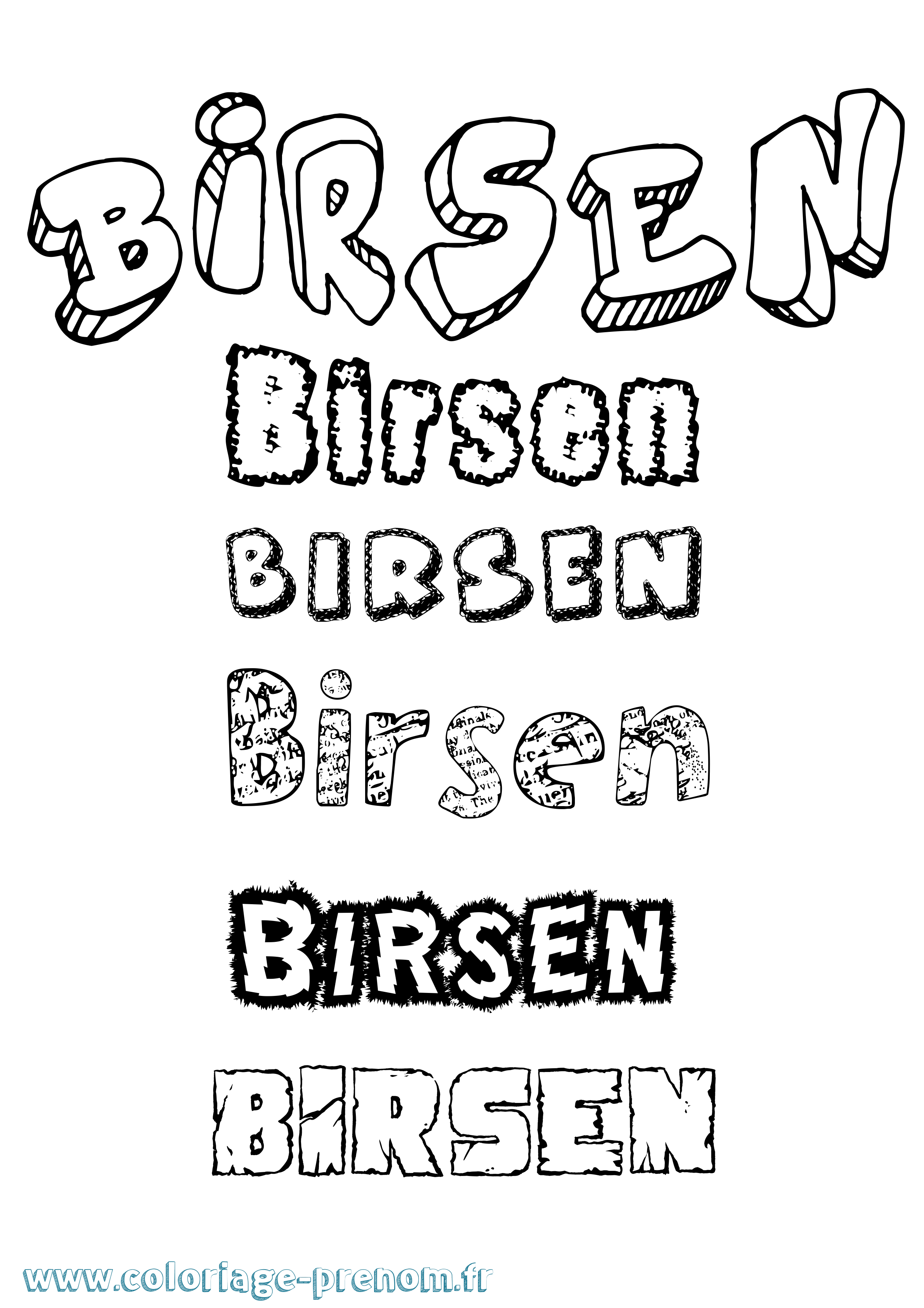 Coloriage Birsen Destructuré Coloriage prénom Birsen Destructuré