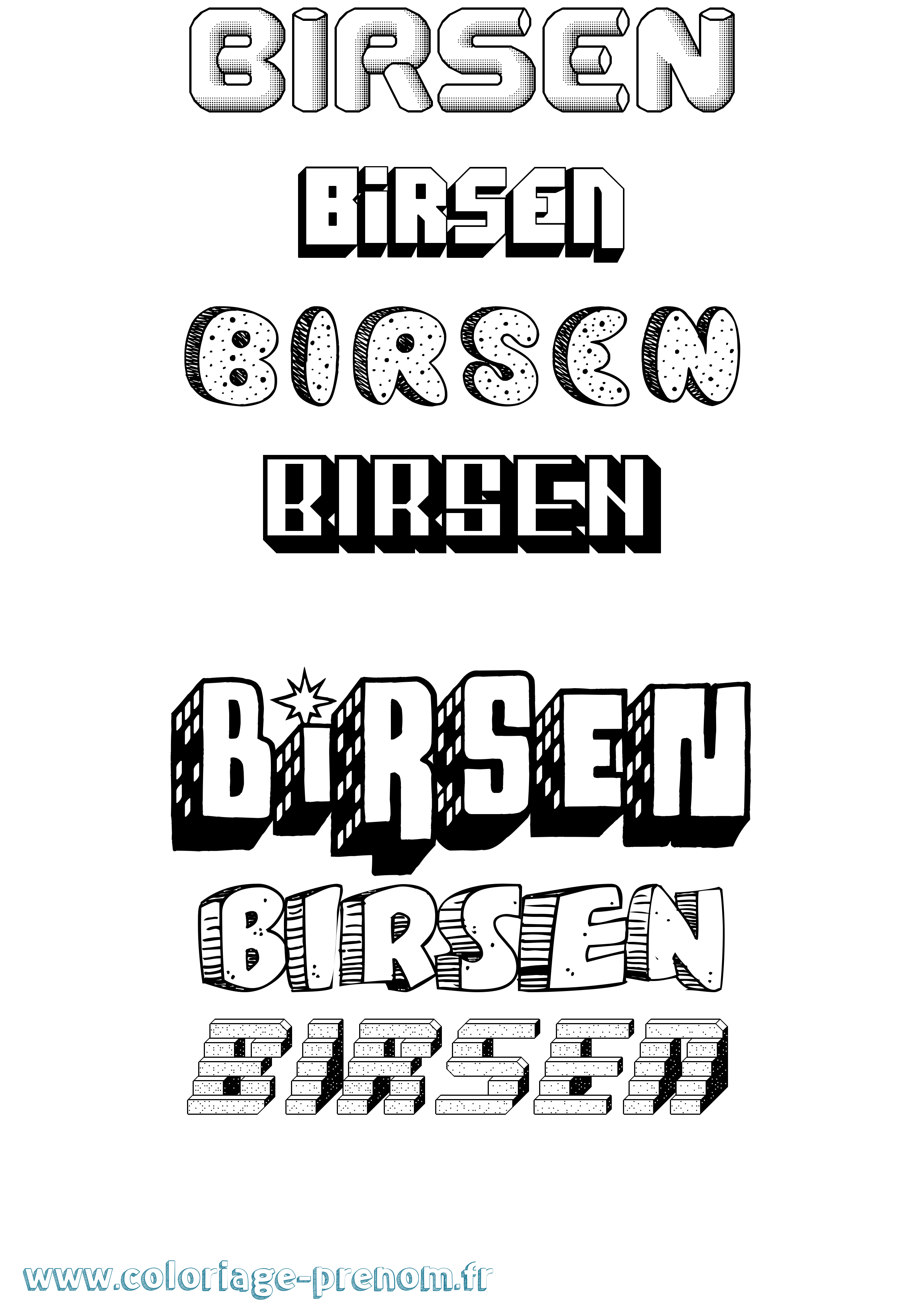 Coloriage Birsen Effet 3D Coloriage prénom Birsen Effet 3D