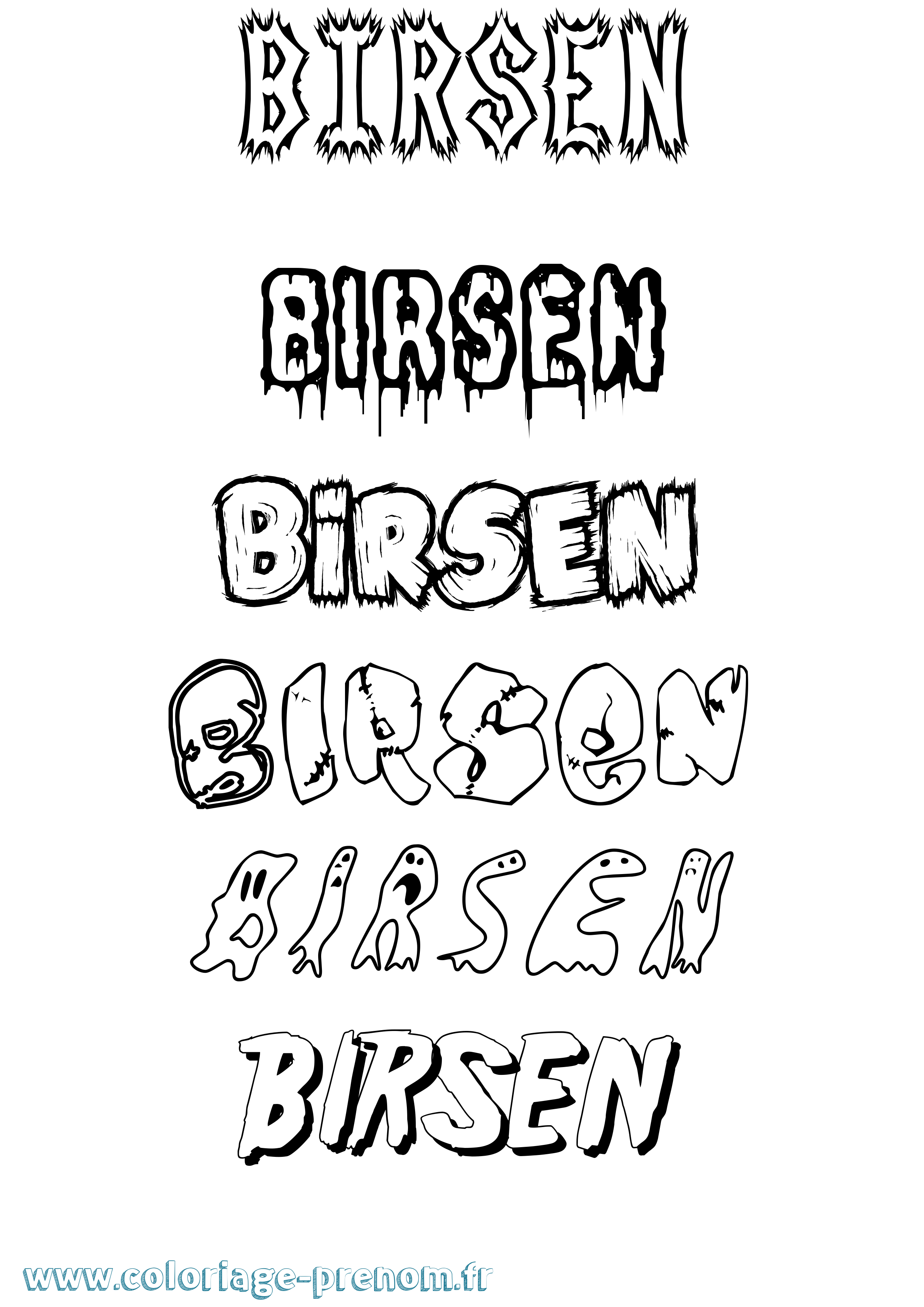 Coloriage Birsen Frisson Coloriage prénom Birsen Frisson
