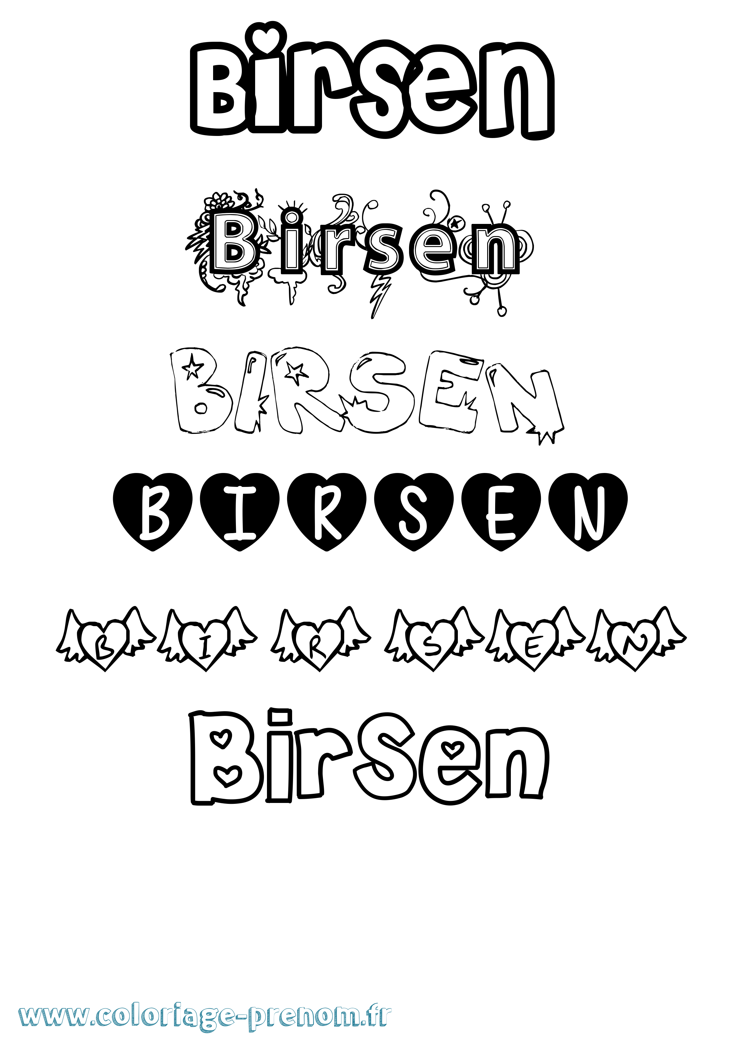 Coloriage Birsen Girly Coloriage prénom Birsen Girly