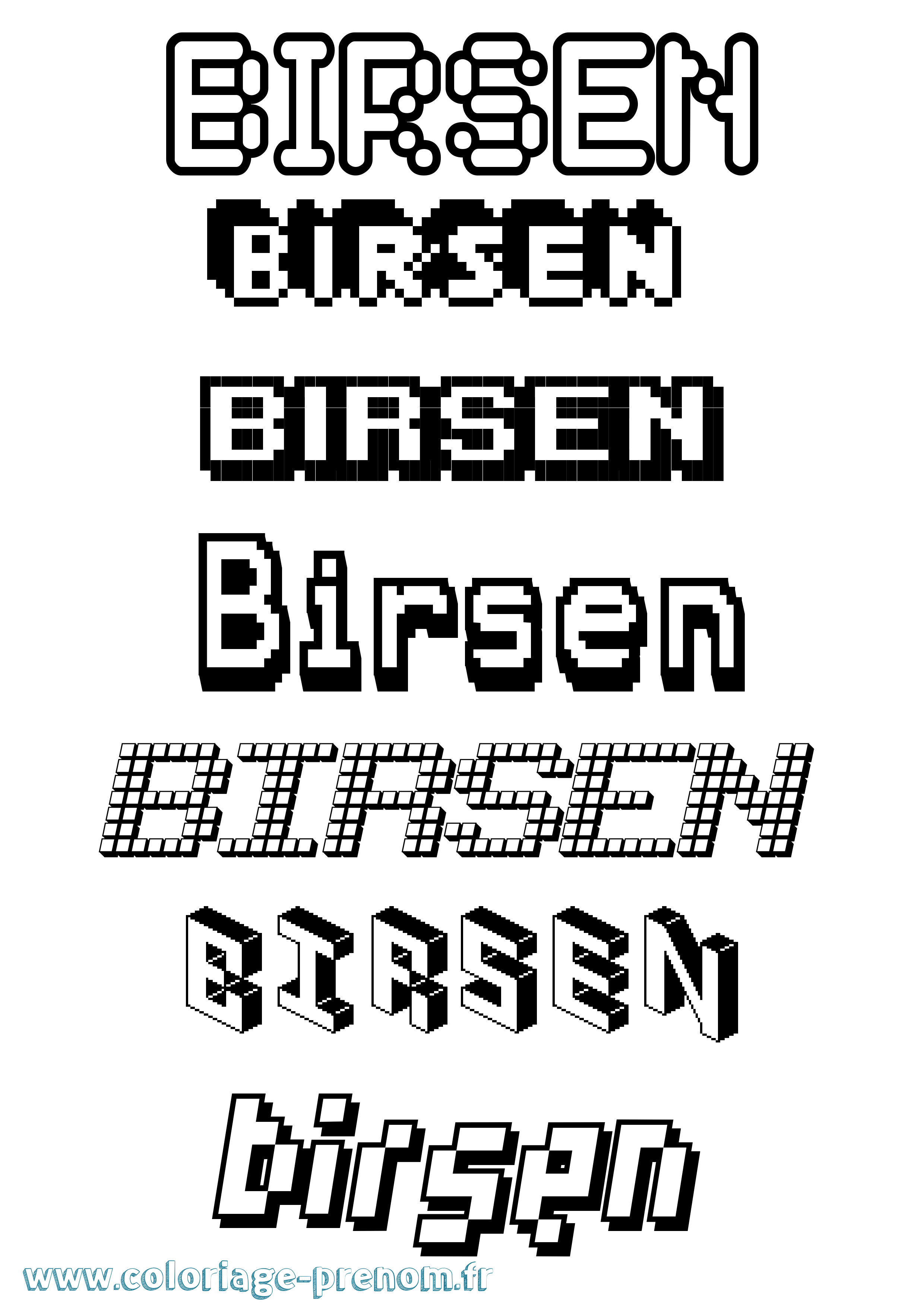 Coloriage Birsen Pixel Coloriage prénom Birsen Pixel