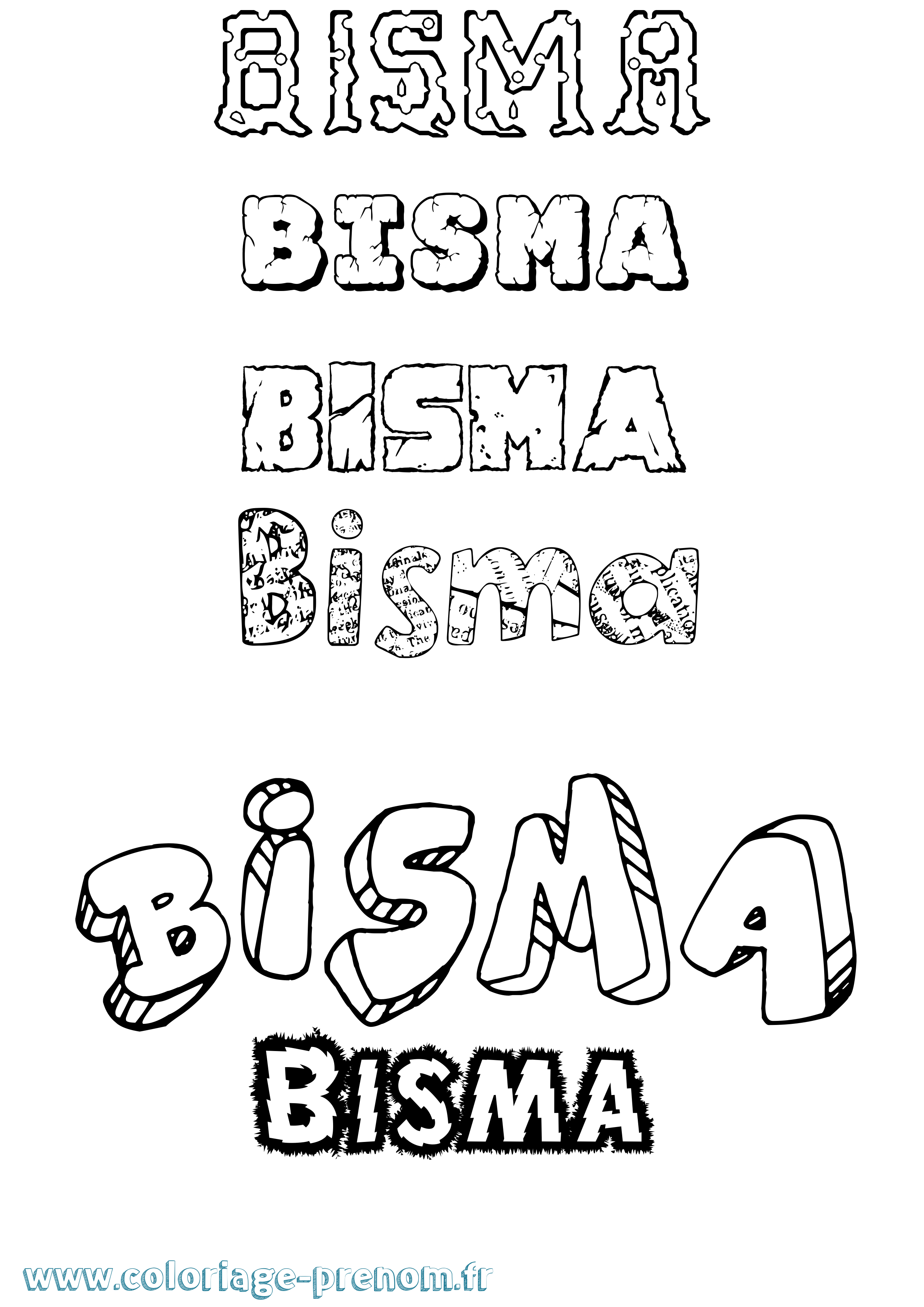 Coloriage Bisma Destructuré Coloriage prénom Bisma Destructuré