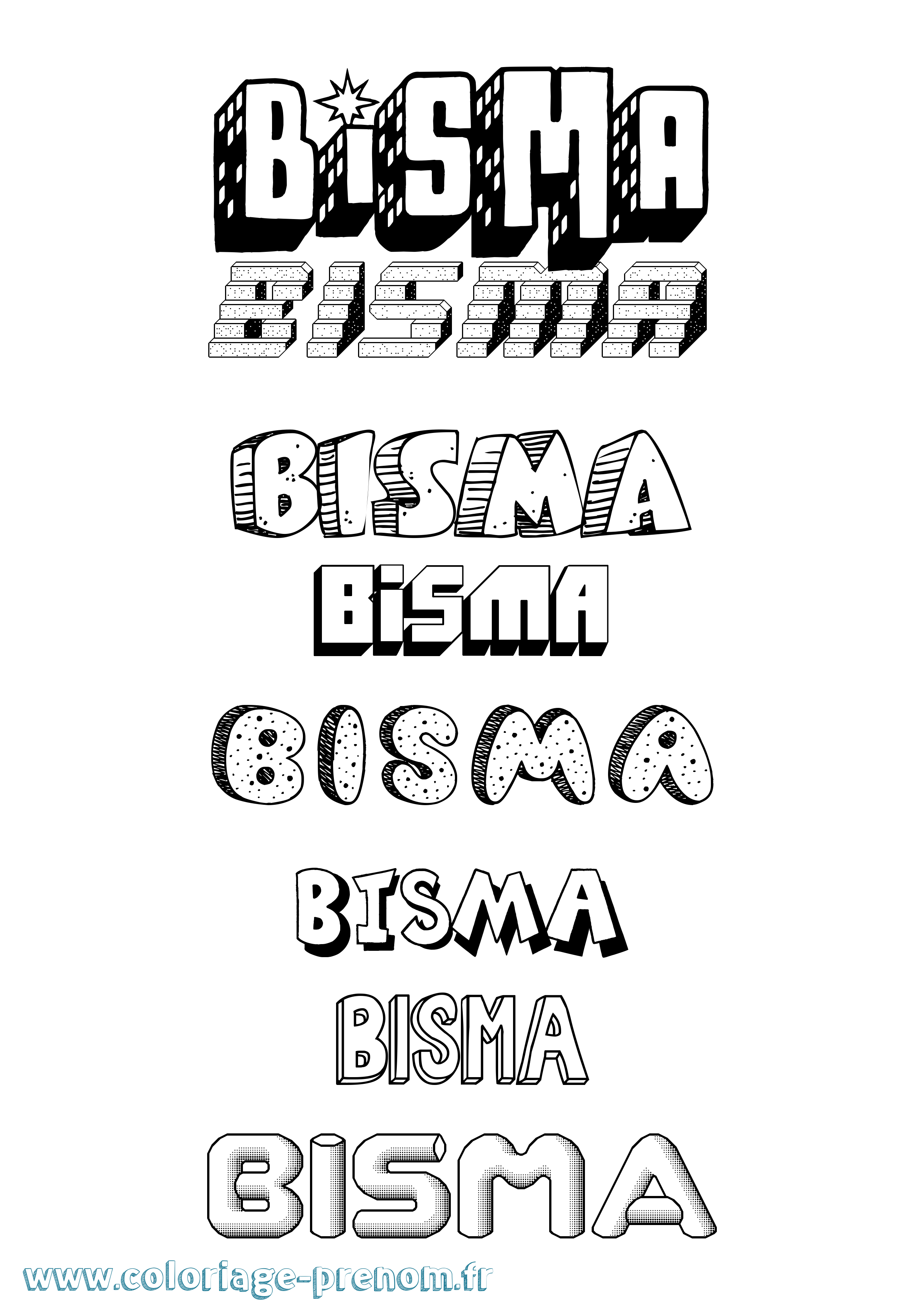 Coloriage Bisma Effet 3D Coloriage prénom Bisma Effet 3D
