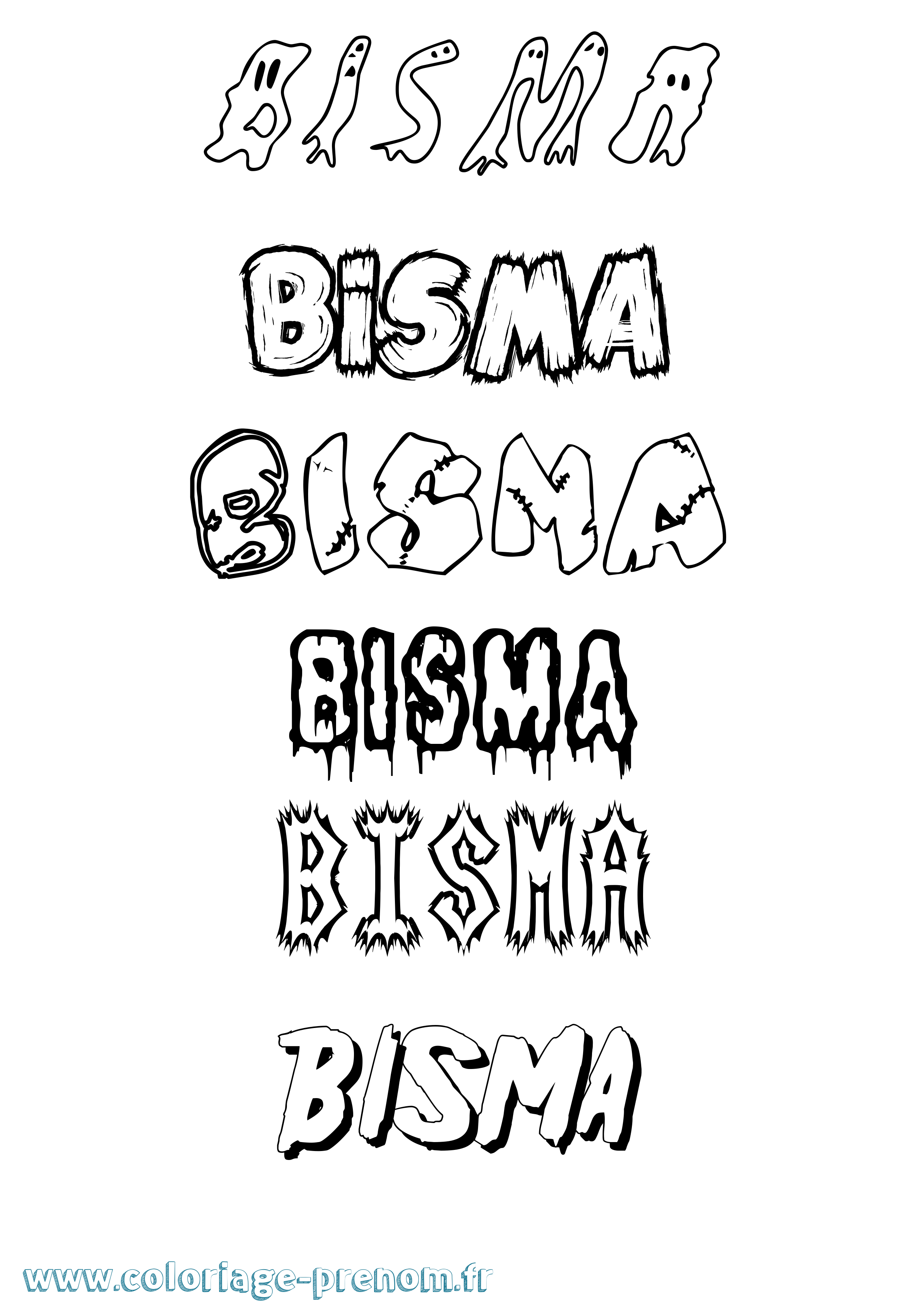 Coloriage Bisma Frisson Coloriage prénom Bisma Frisson