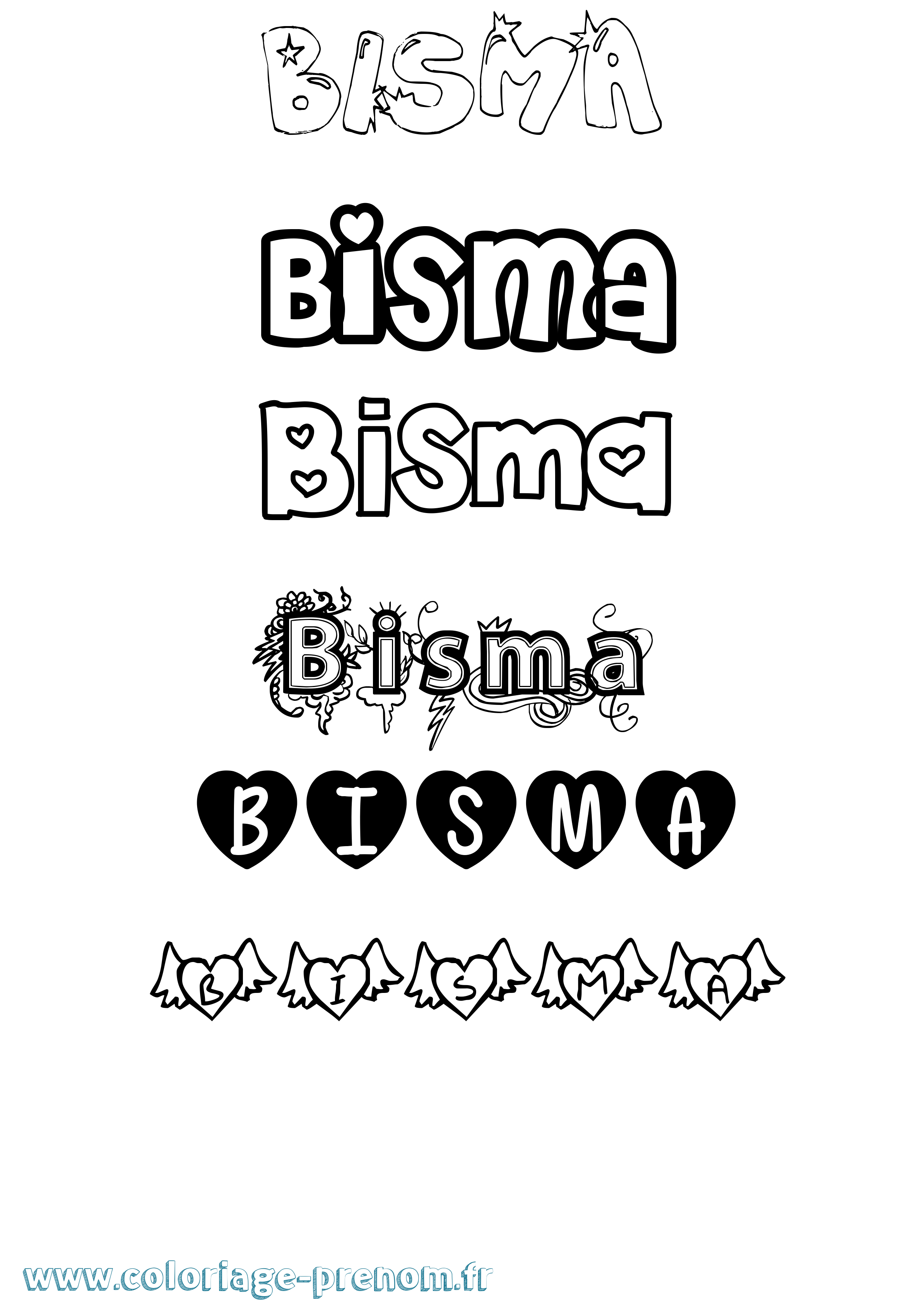 Coloriage Bisma Girly Coloriage prénom Bisma Girly