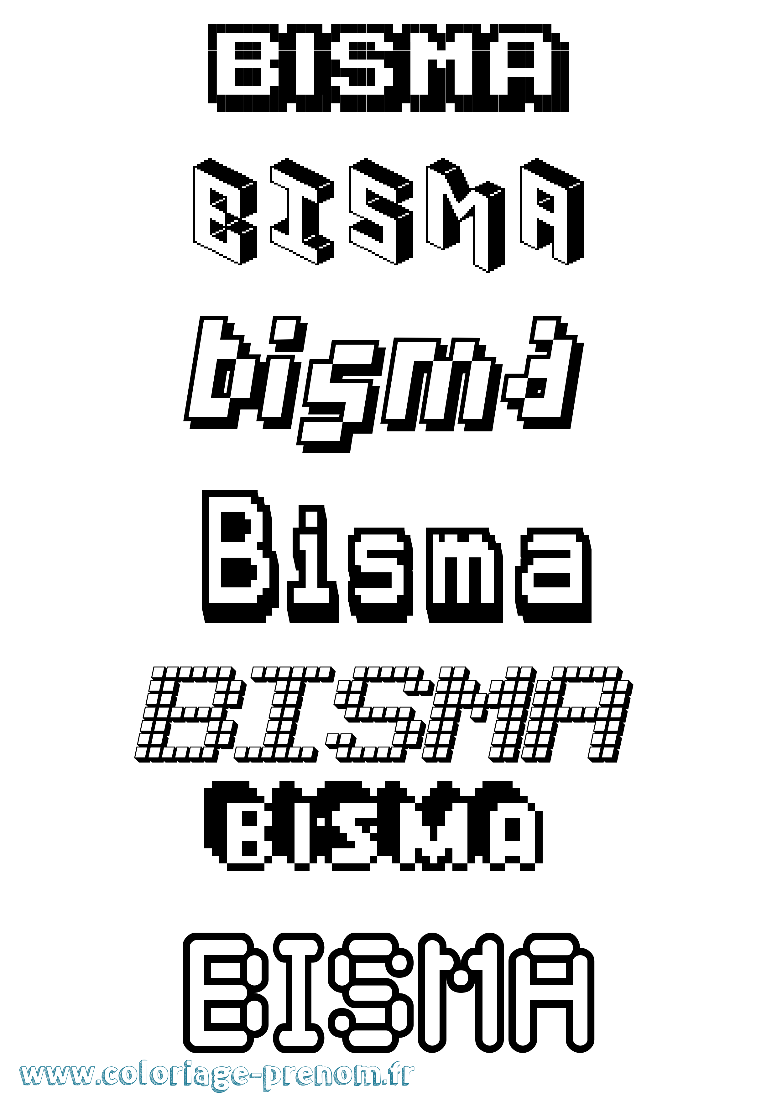 Coloriage Bisma Pixel Coloriage prénom Bisma Pixel