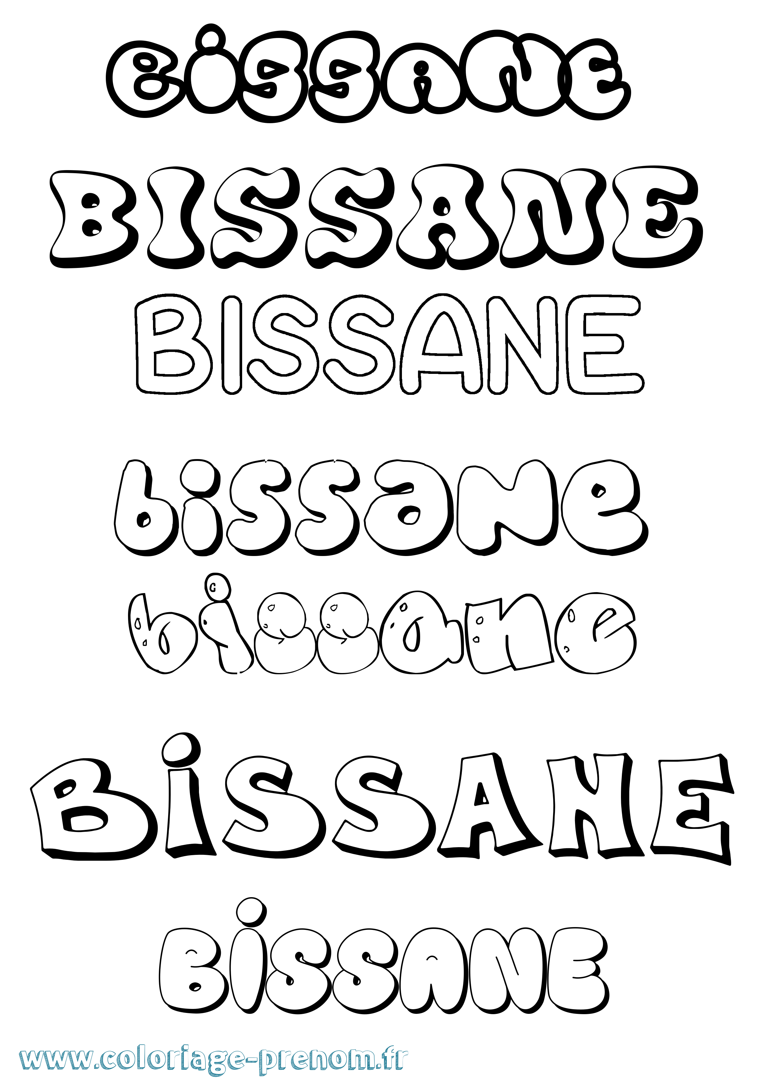 Coloriage Bissane Bubble Coloriage prénom Bissane Bubble