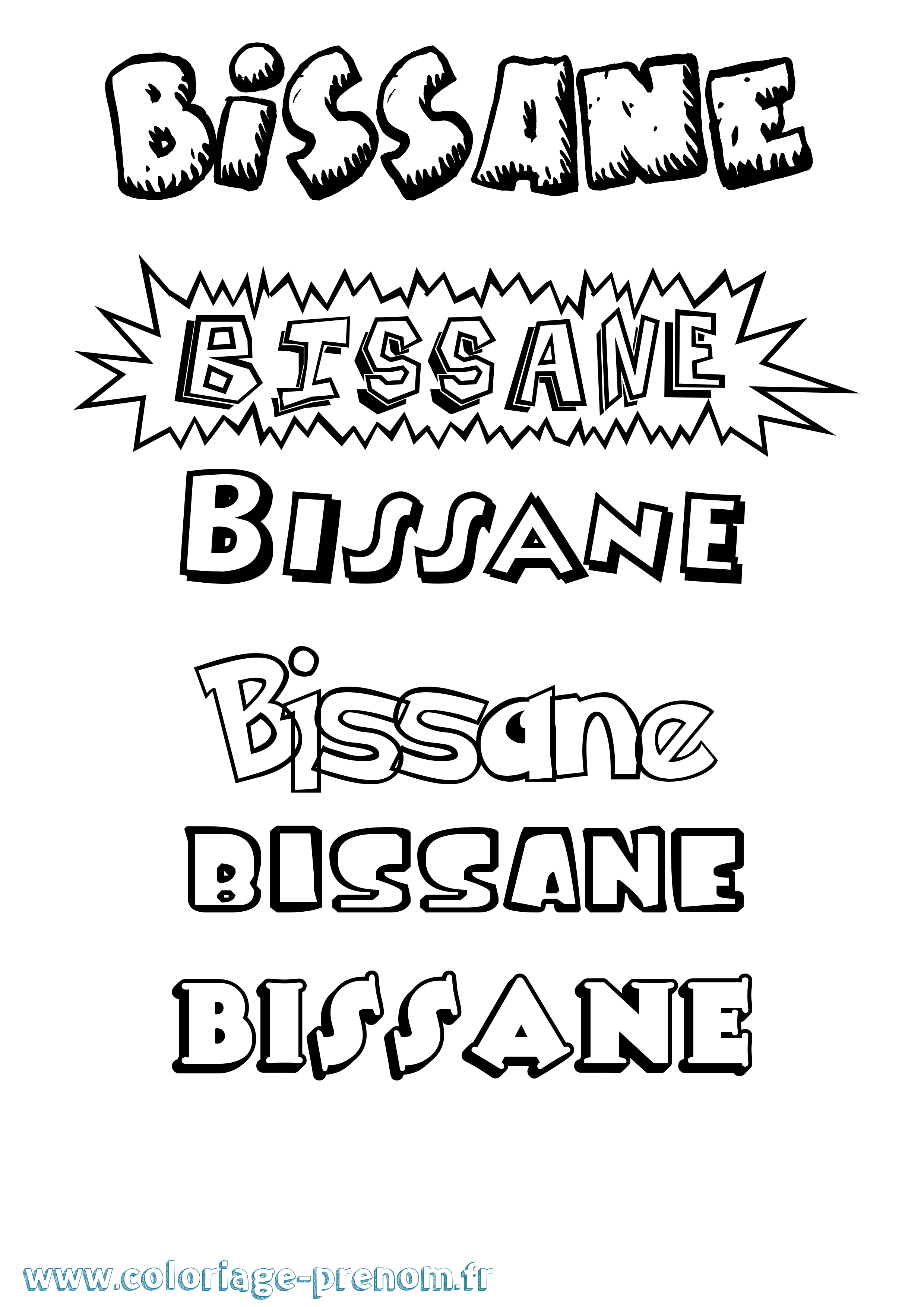 Coloriage Bissane Dessin Animé Coloriage prénom Bissane Dessin Animé