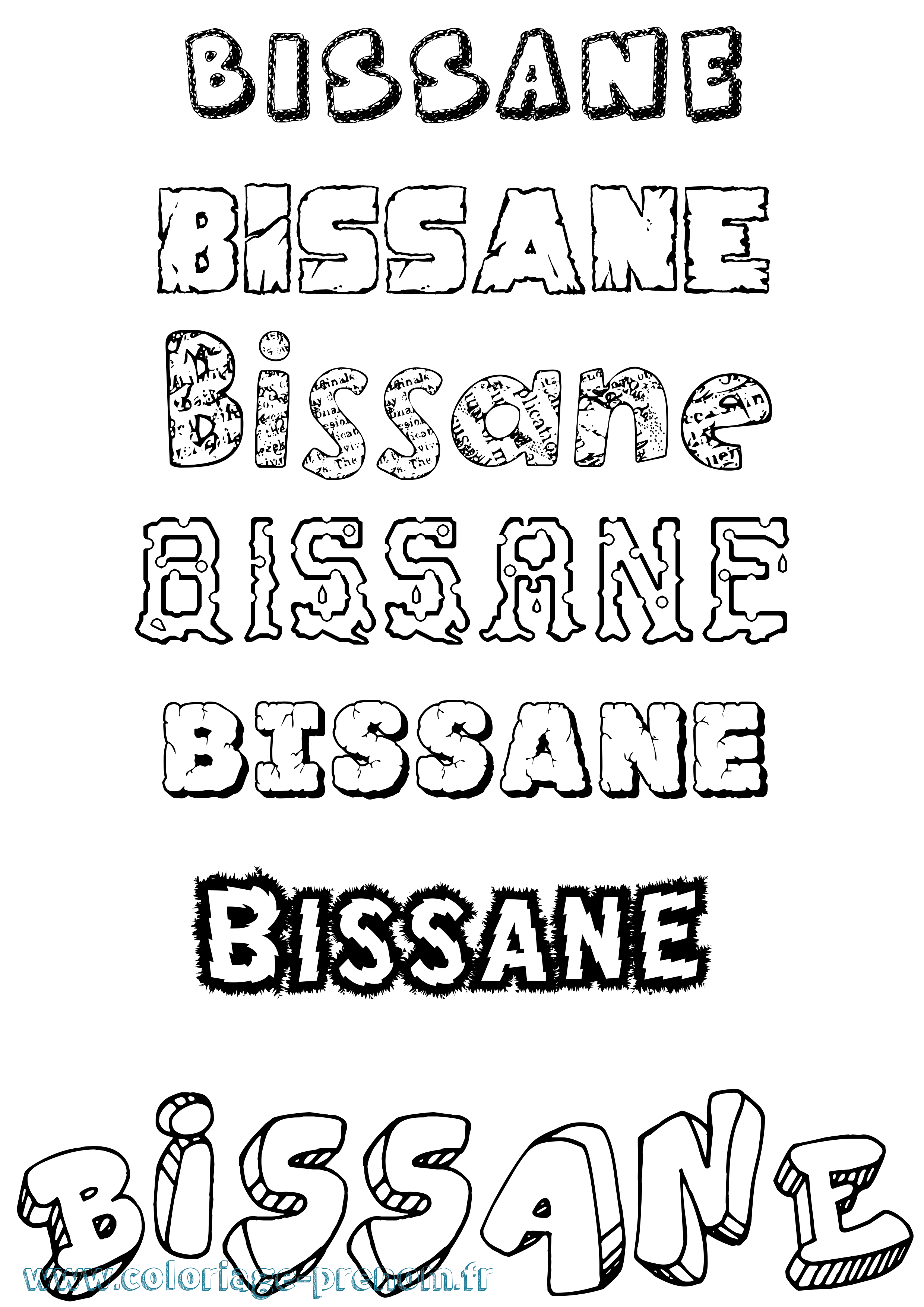 Coloriage Bissane Destructuré Coloriage prénom Bissane Destructuré