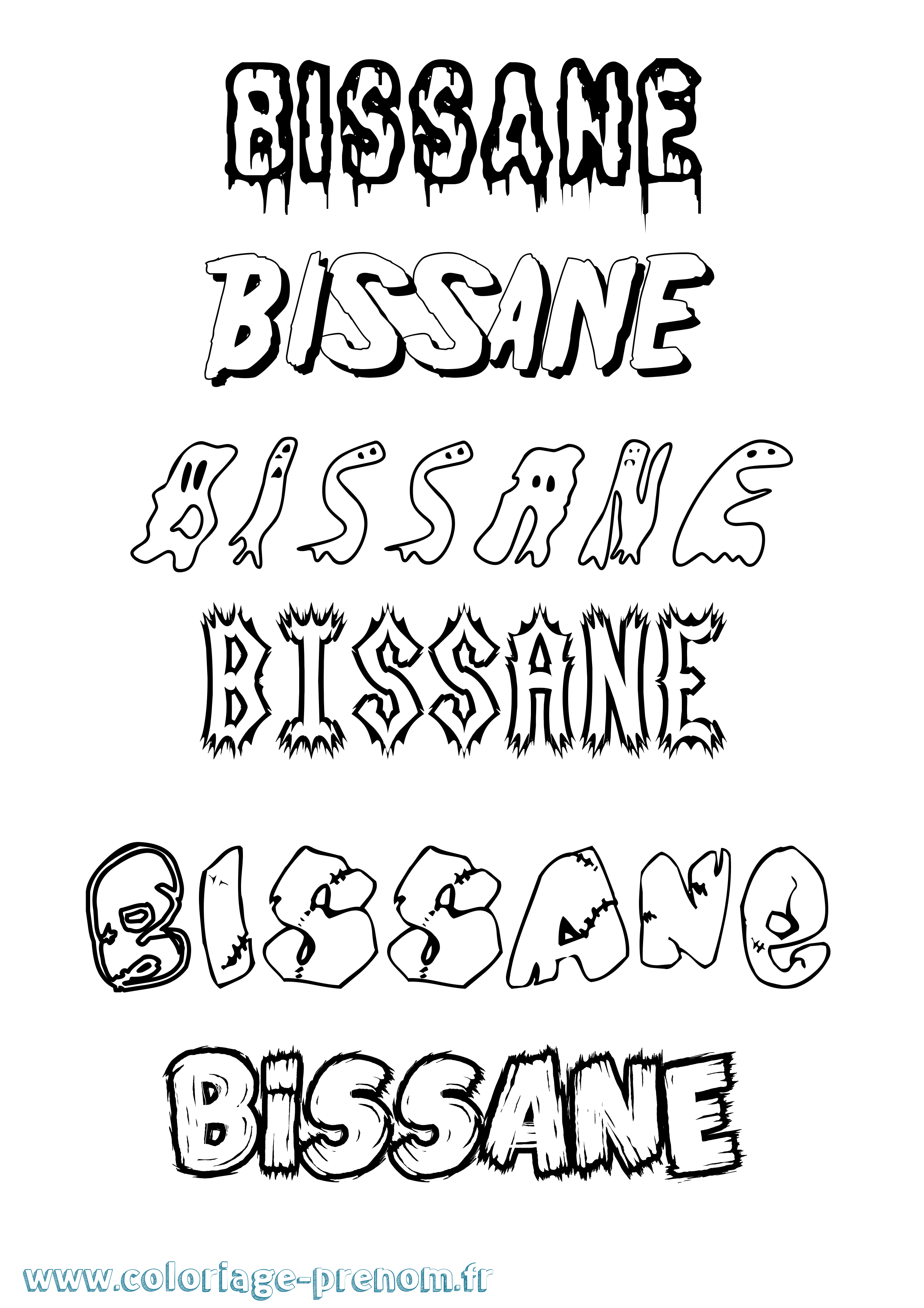 Coloriage Bissane Frisson Coloriage prénom Bissane Frisson