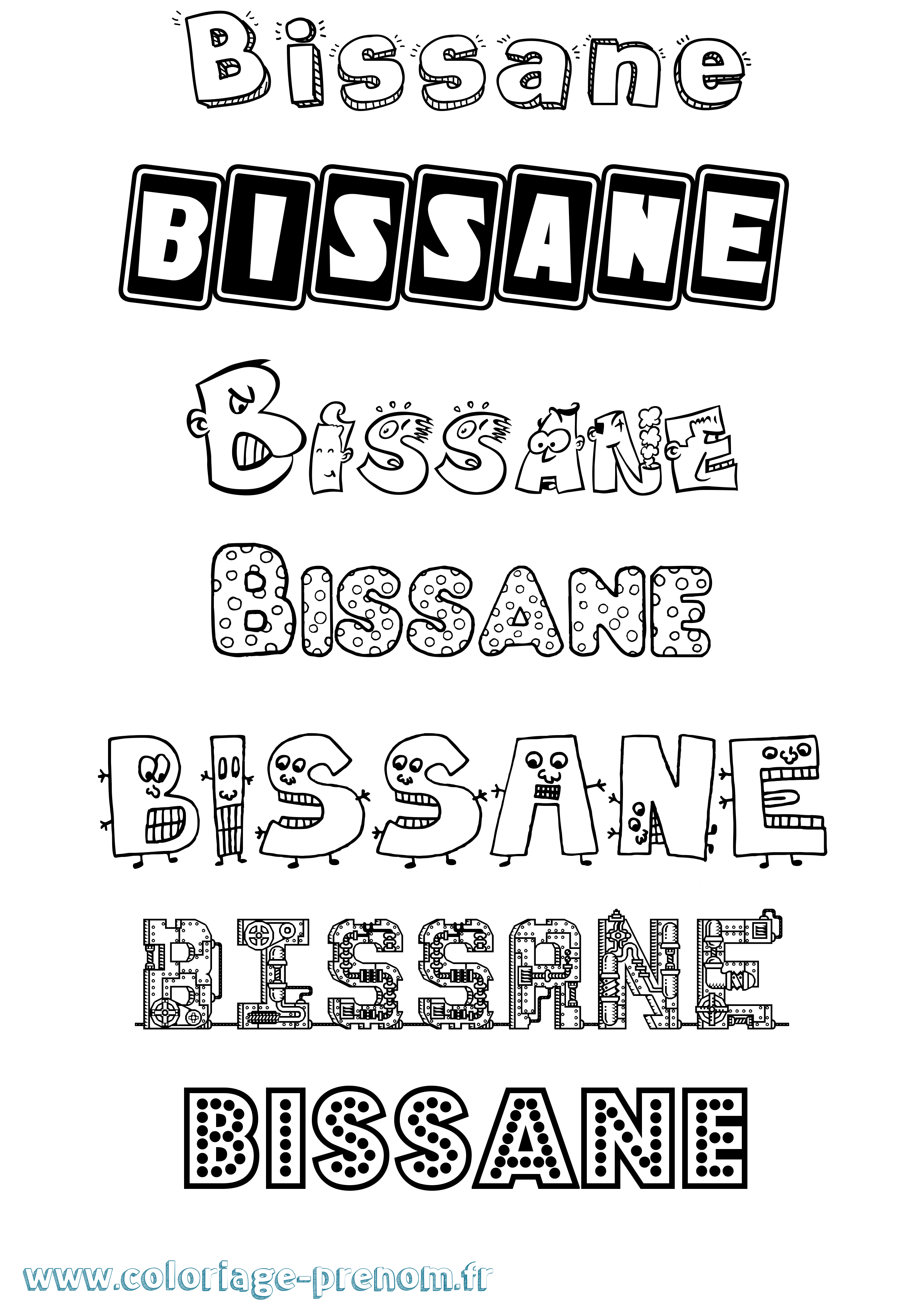 Coloriage Bissane Fun Coloriage prénom Bissane Fun