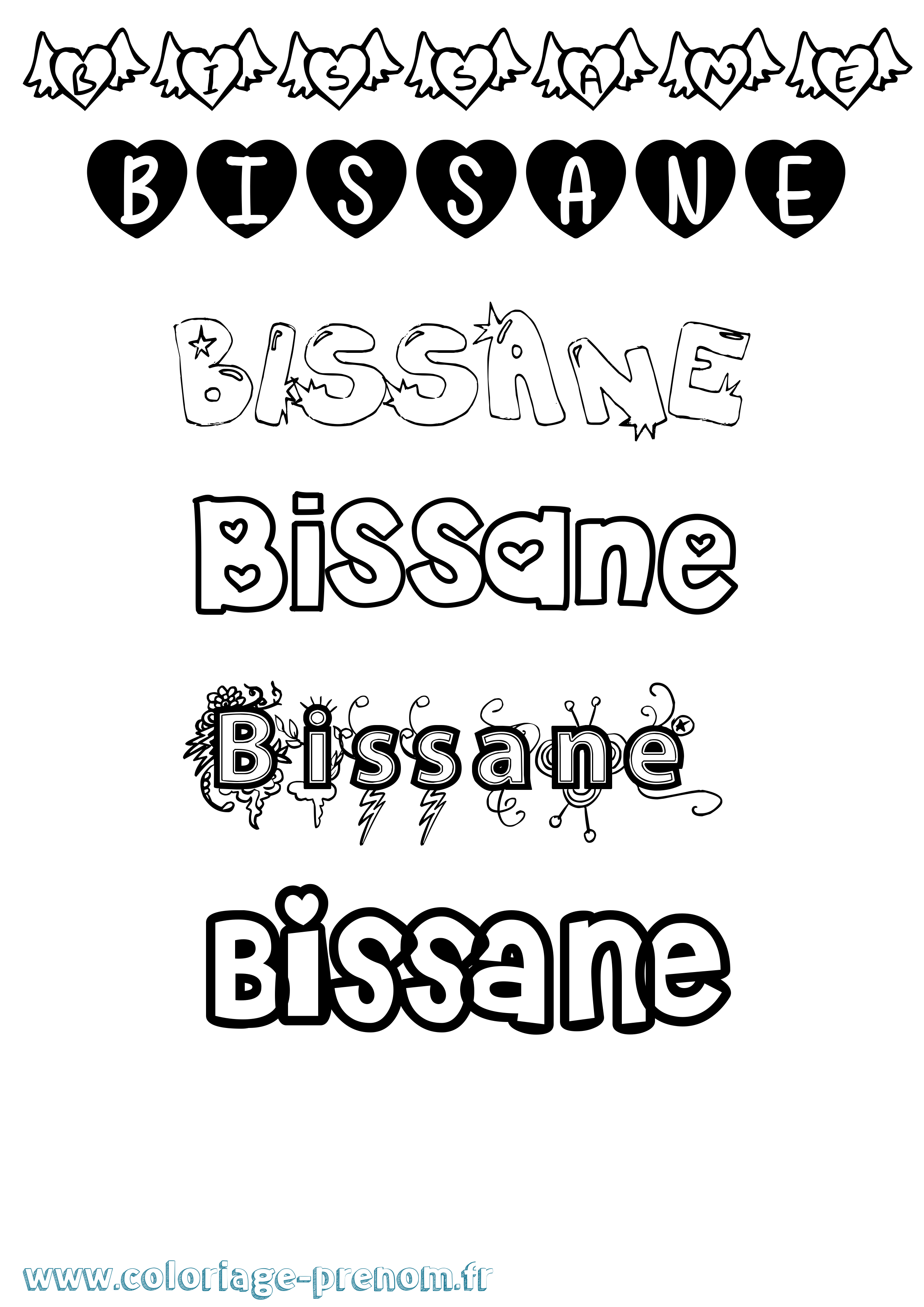 Coloriage Bissane Girly Coloriage prénom Bissane Girly