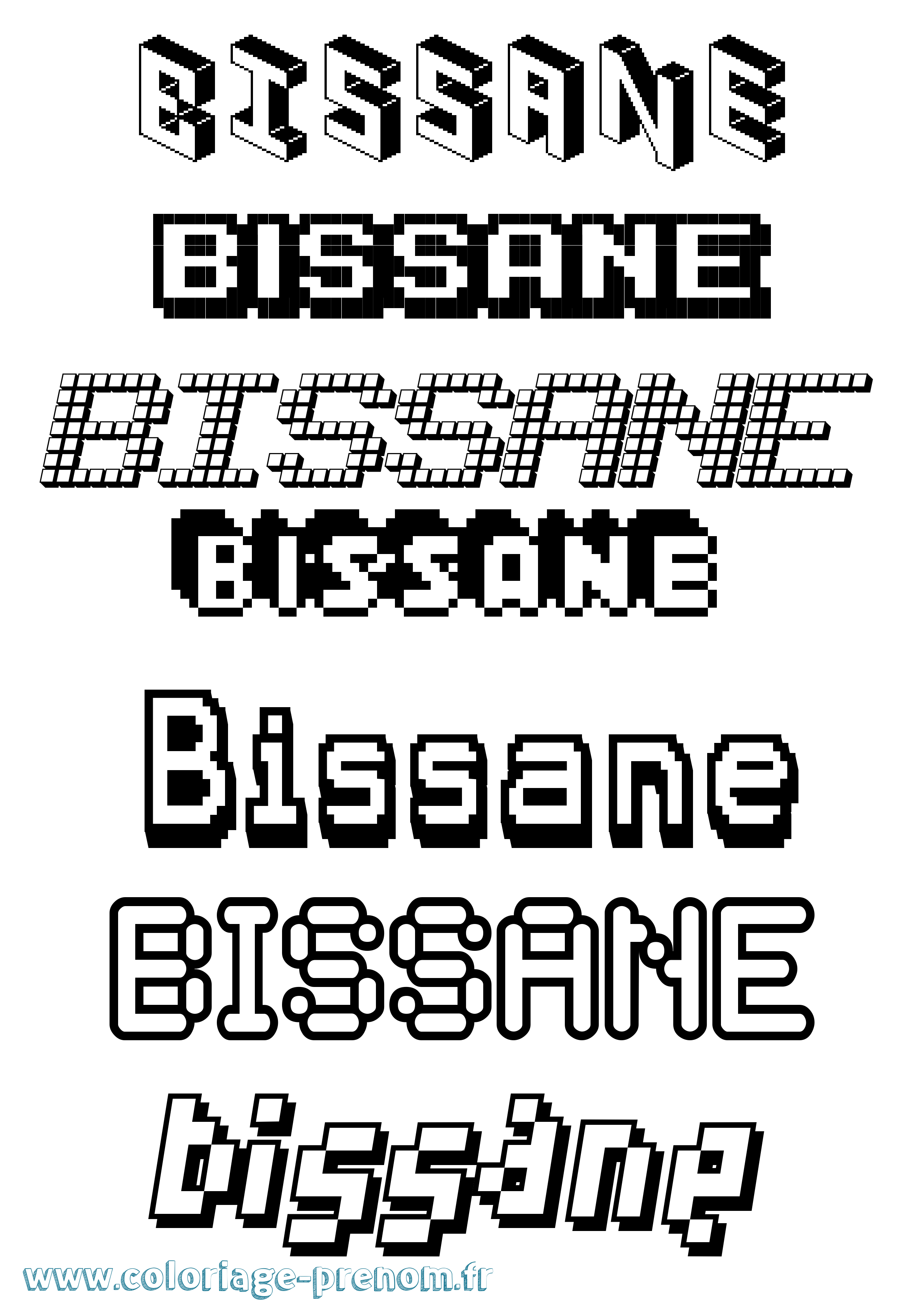 Coloriage Bissane Pixel Coloriage prénom Bissane Pixel