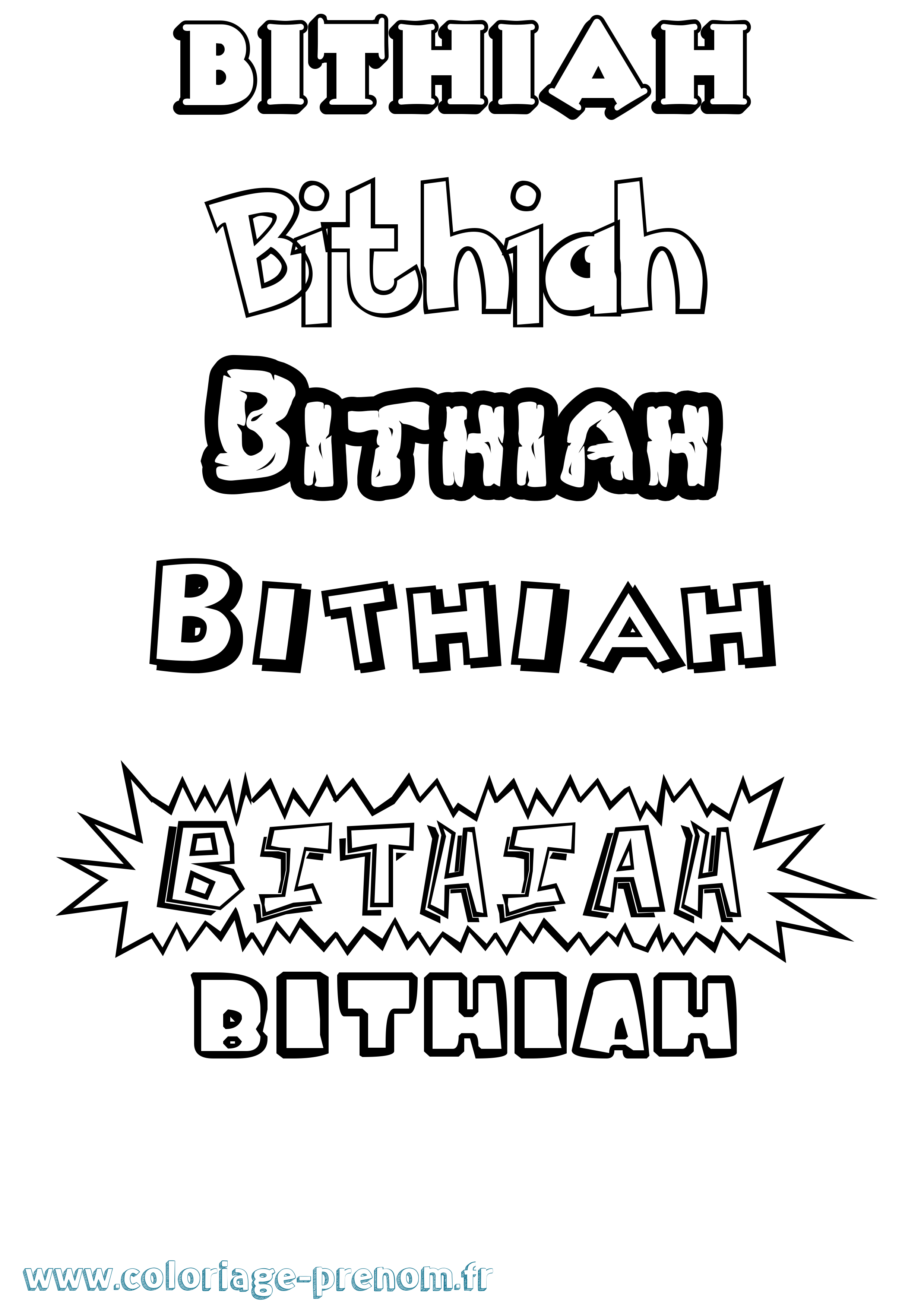 Coloriage Bithiah Dessin Animé Coloriage prénom Bithiah Dessin Animé