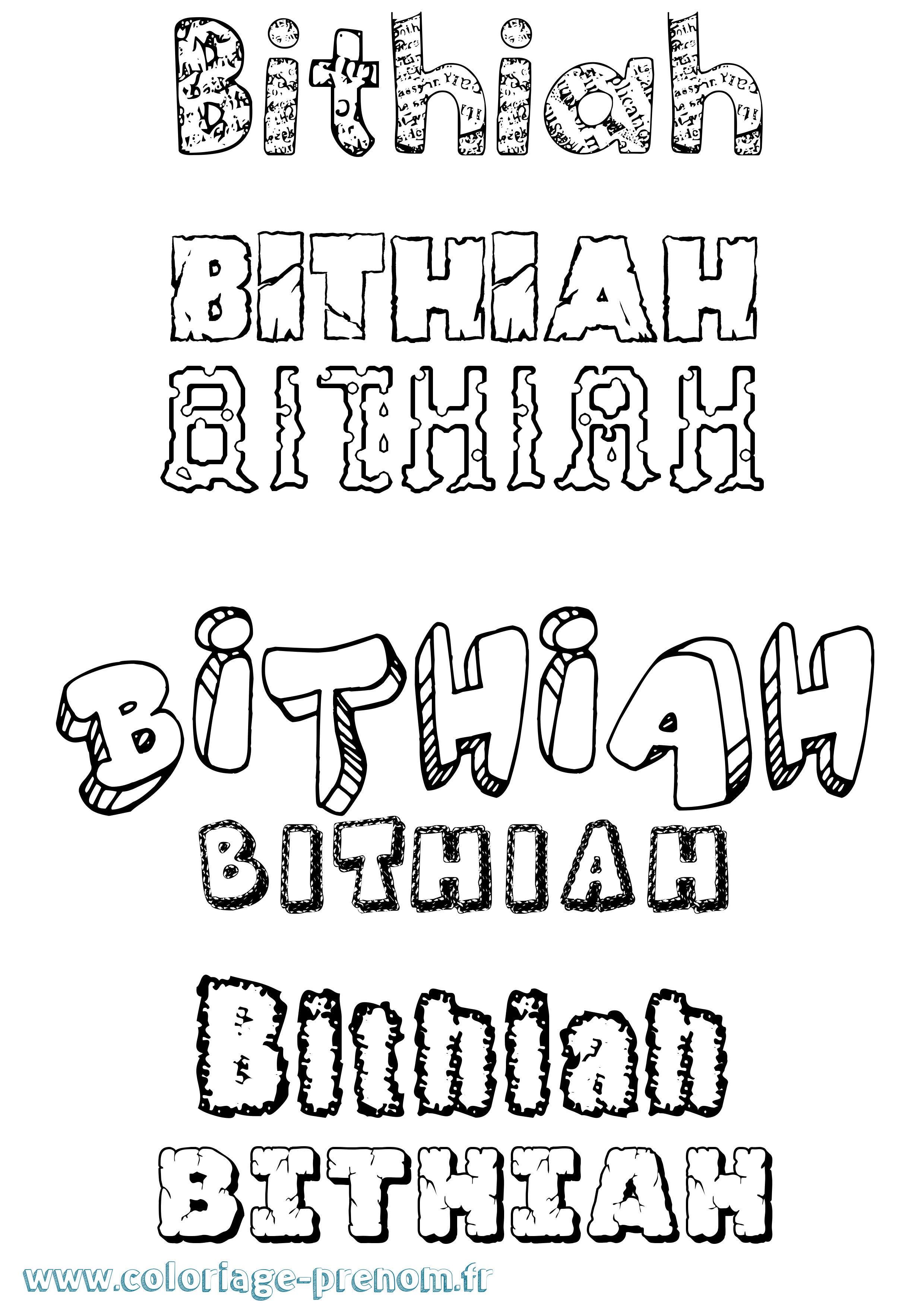 Coloriage Bithiah Destructuré Coloriage prénom Bithiah Destructuré