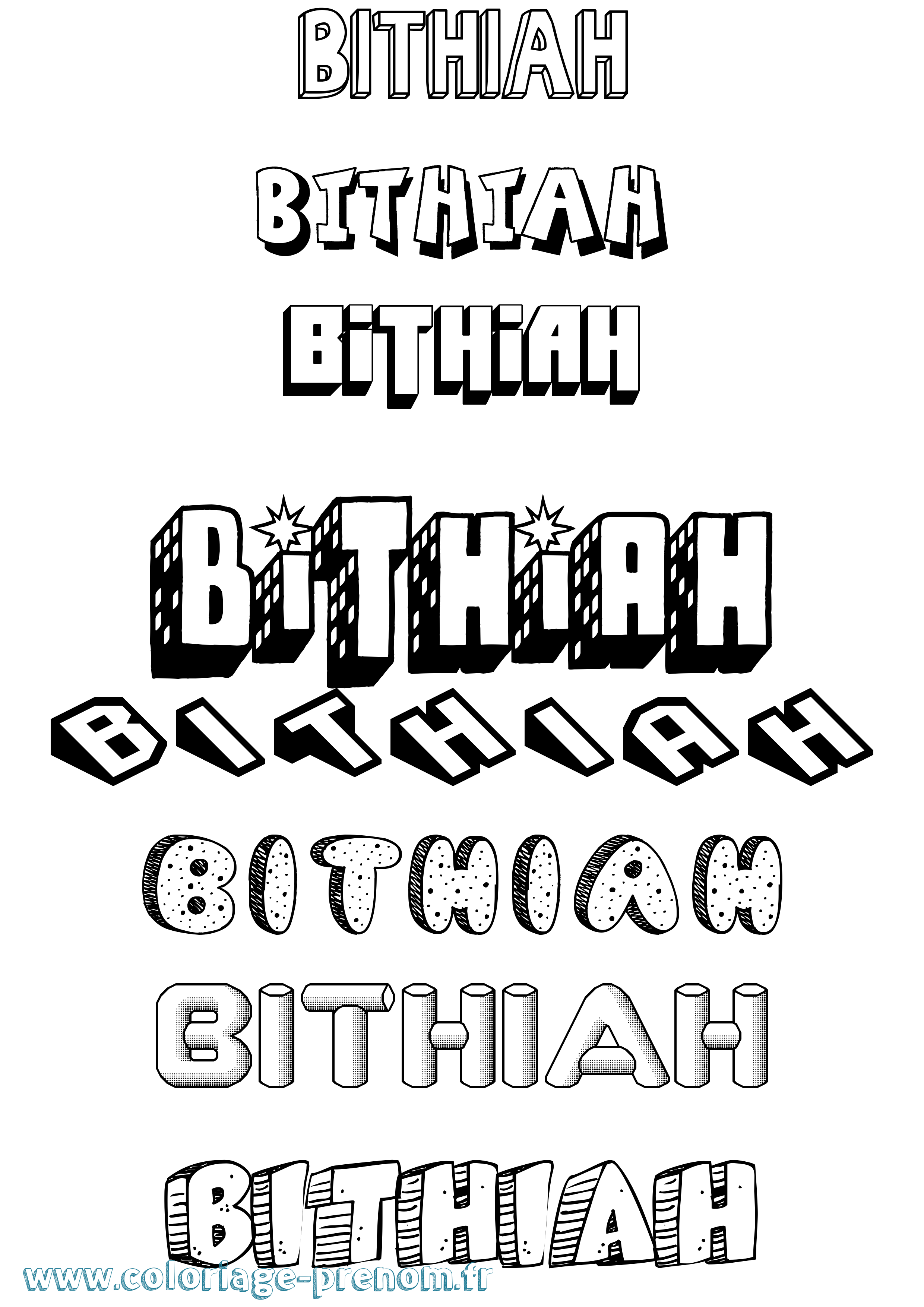 Coloriage Bithiah Effet 3D Coloriage prénom Bithiah Effet 3D