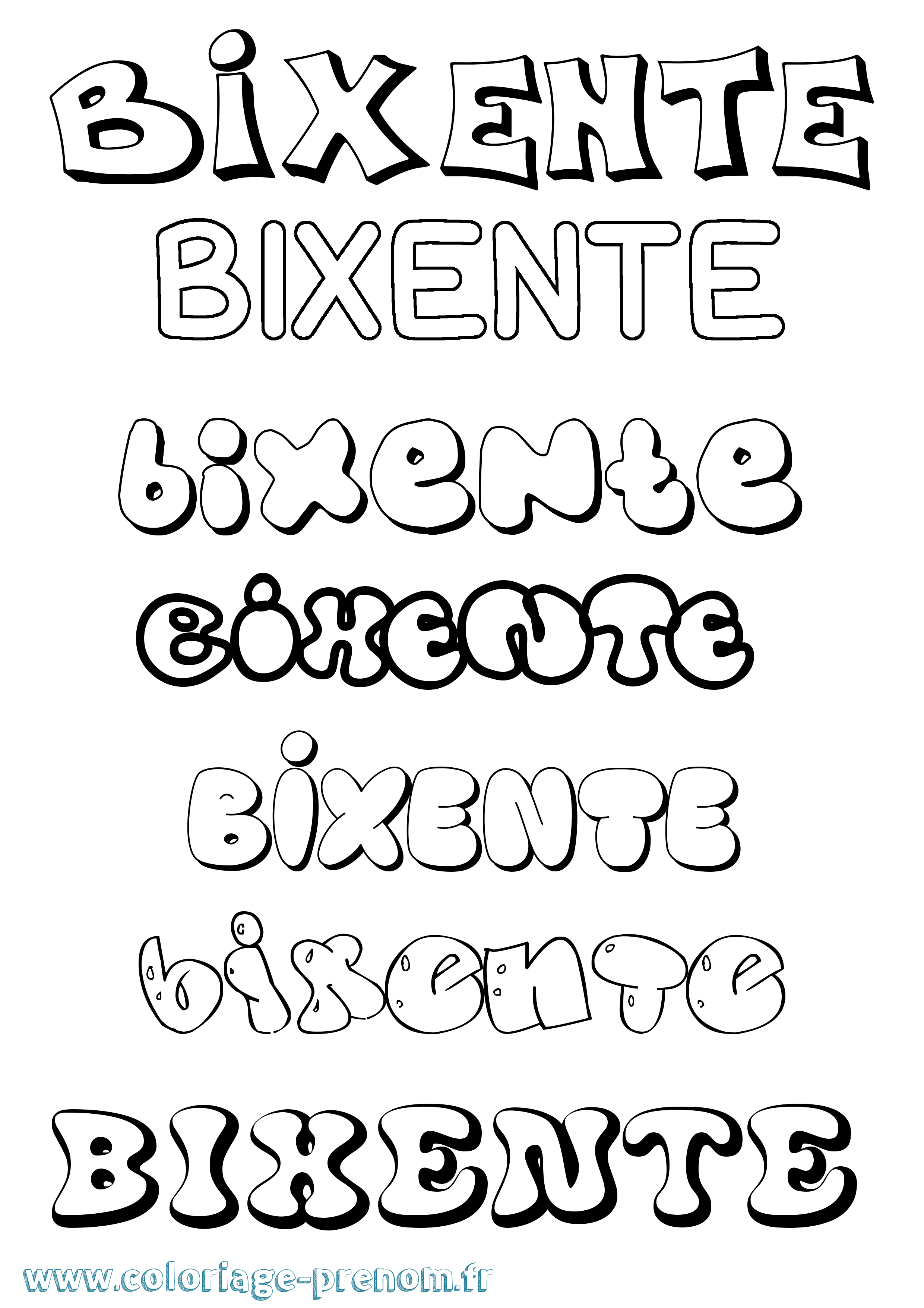 Coloriage Bixente Bubble Coloriage prénom Bixente Bubble