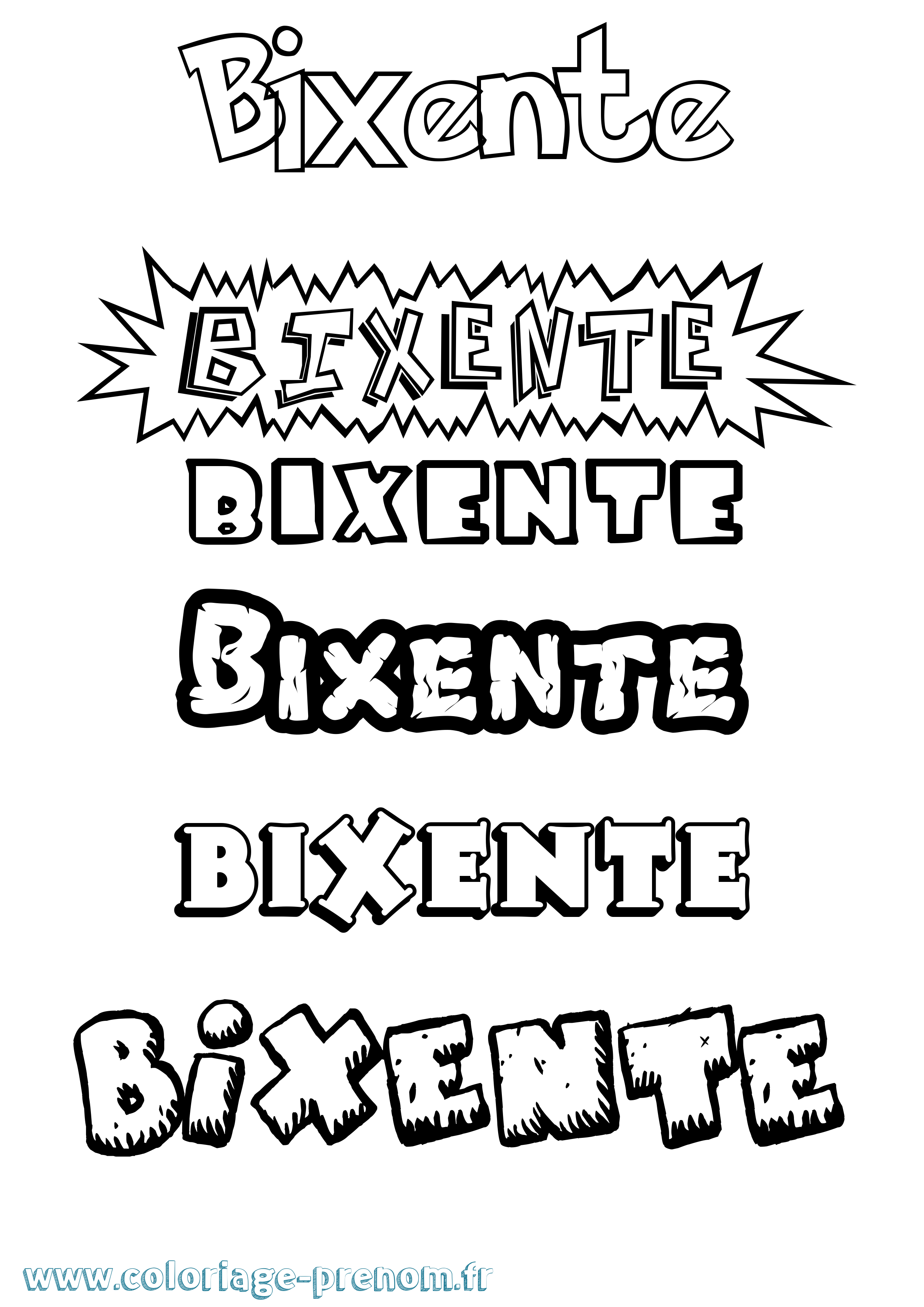 Coloriage Bixente Dessin Animé Coloriage prénom Bixente Dessin Animé