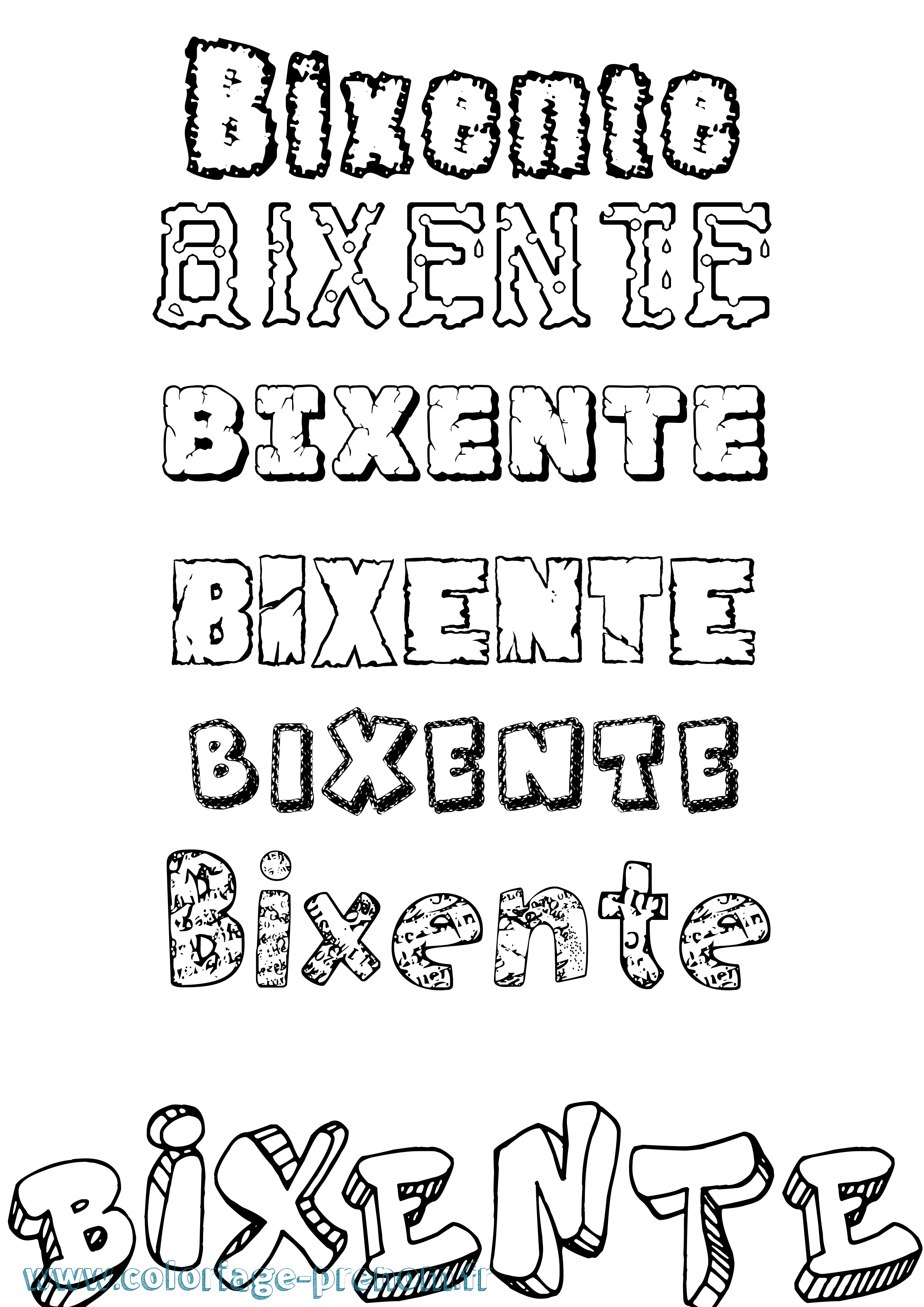 Coloriage Bixente Destructuré Coloriage prénom Bixente Destructuré