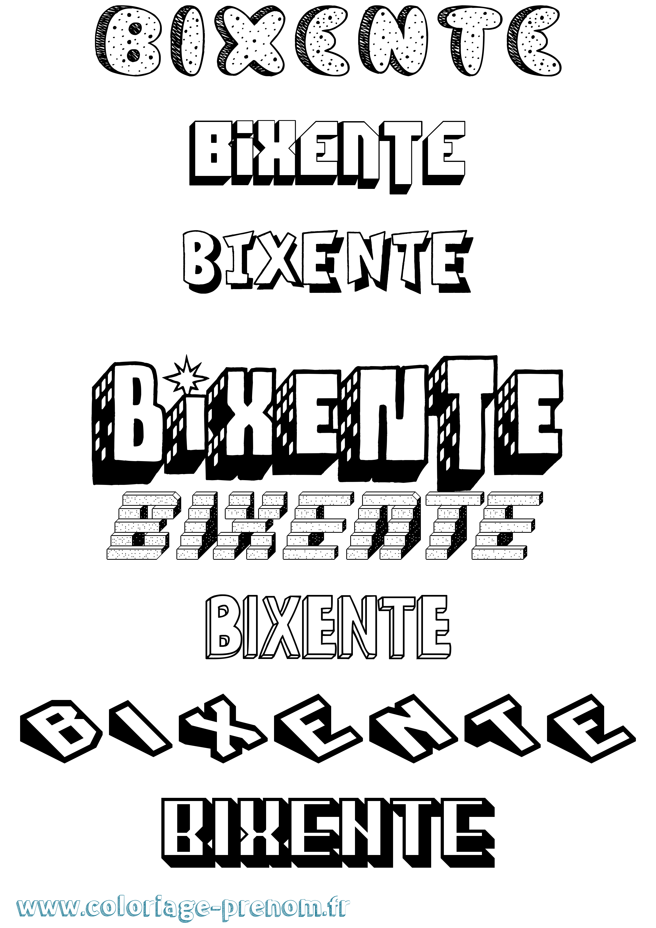Coloriage Bixente Effet 3D Coloriage prénom Bixente Effet 3D