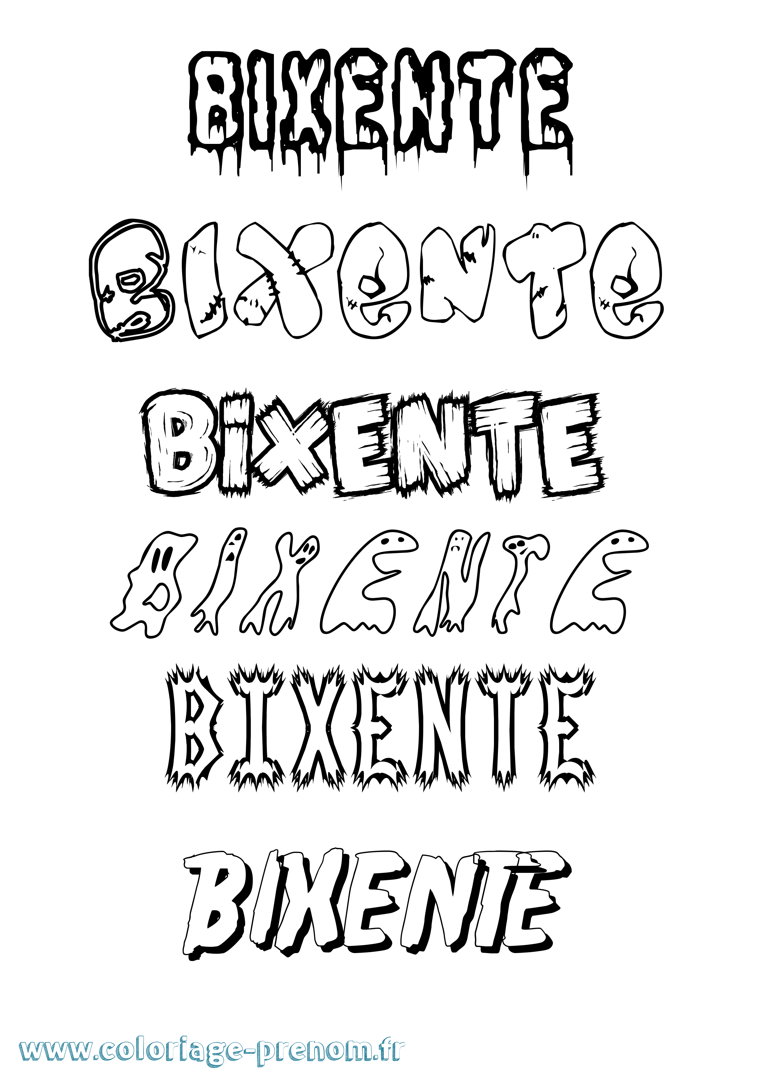 Coloriage Bixente Frisson Coloriage prénom Bixente Frisson