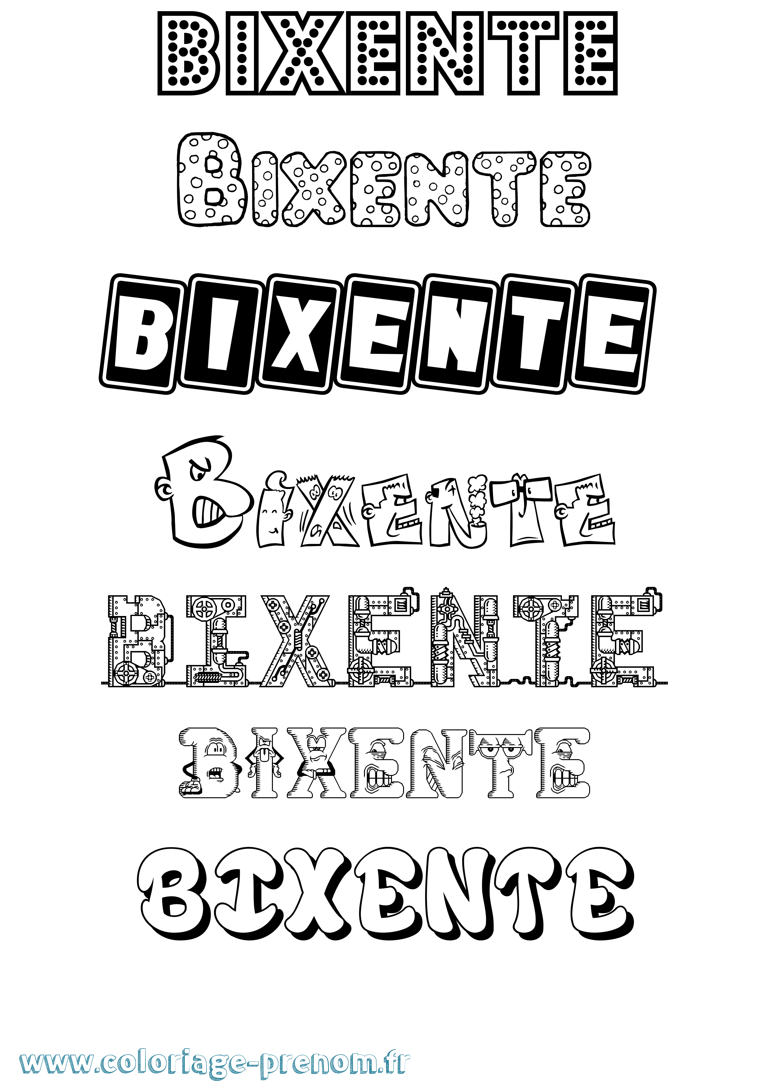 Coloriage Bixente Fun Coloriage prénom Bixente Fun
