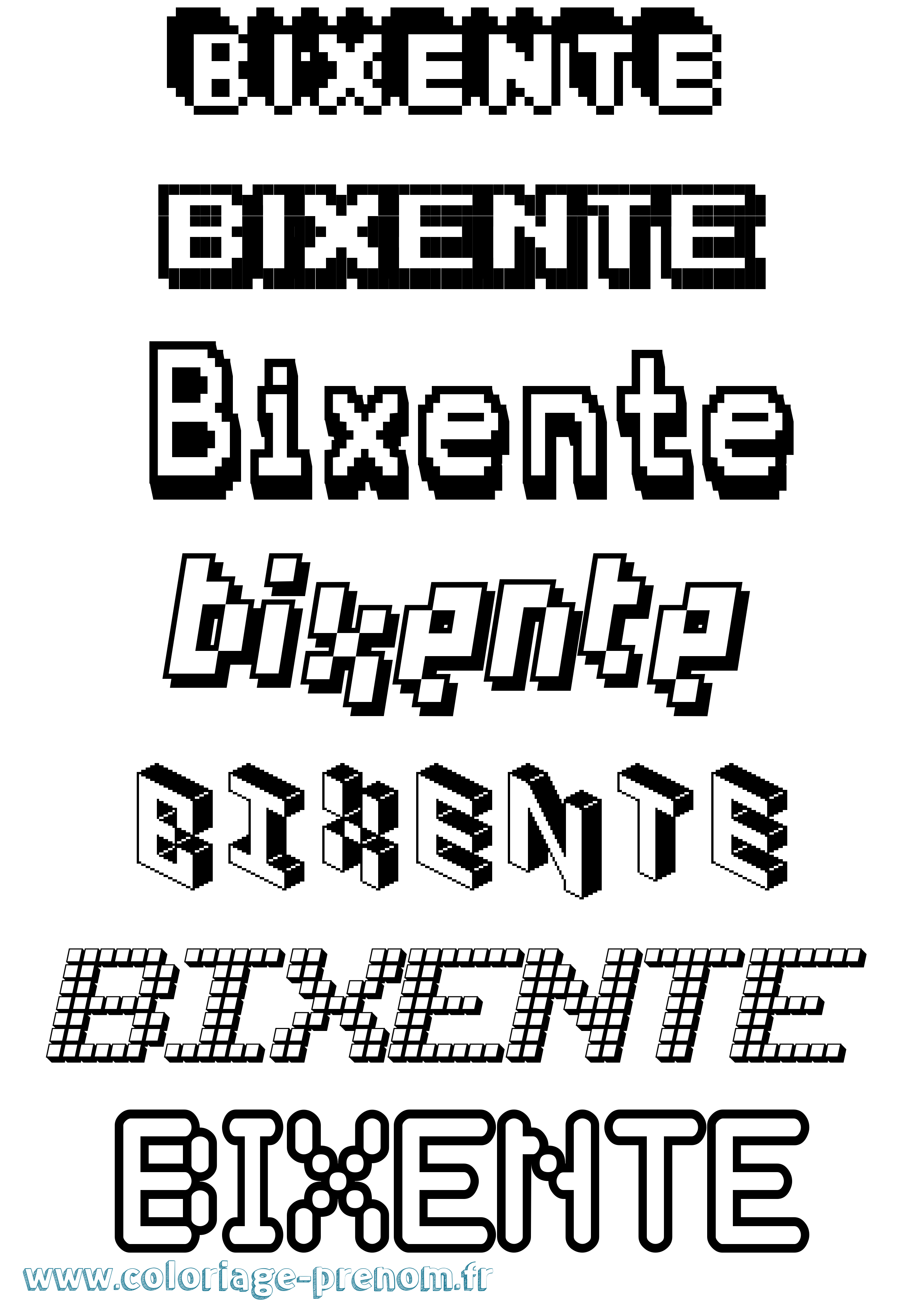 Coloriage Bixente Pixel Coloriage prénom Bixente Pixel