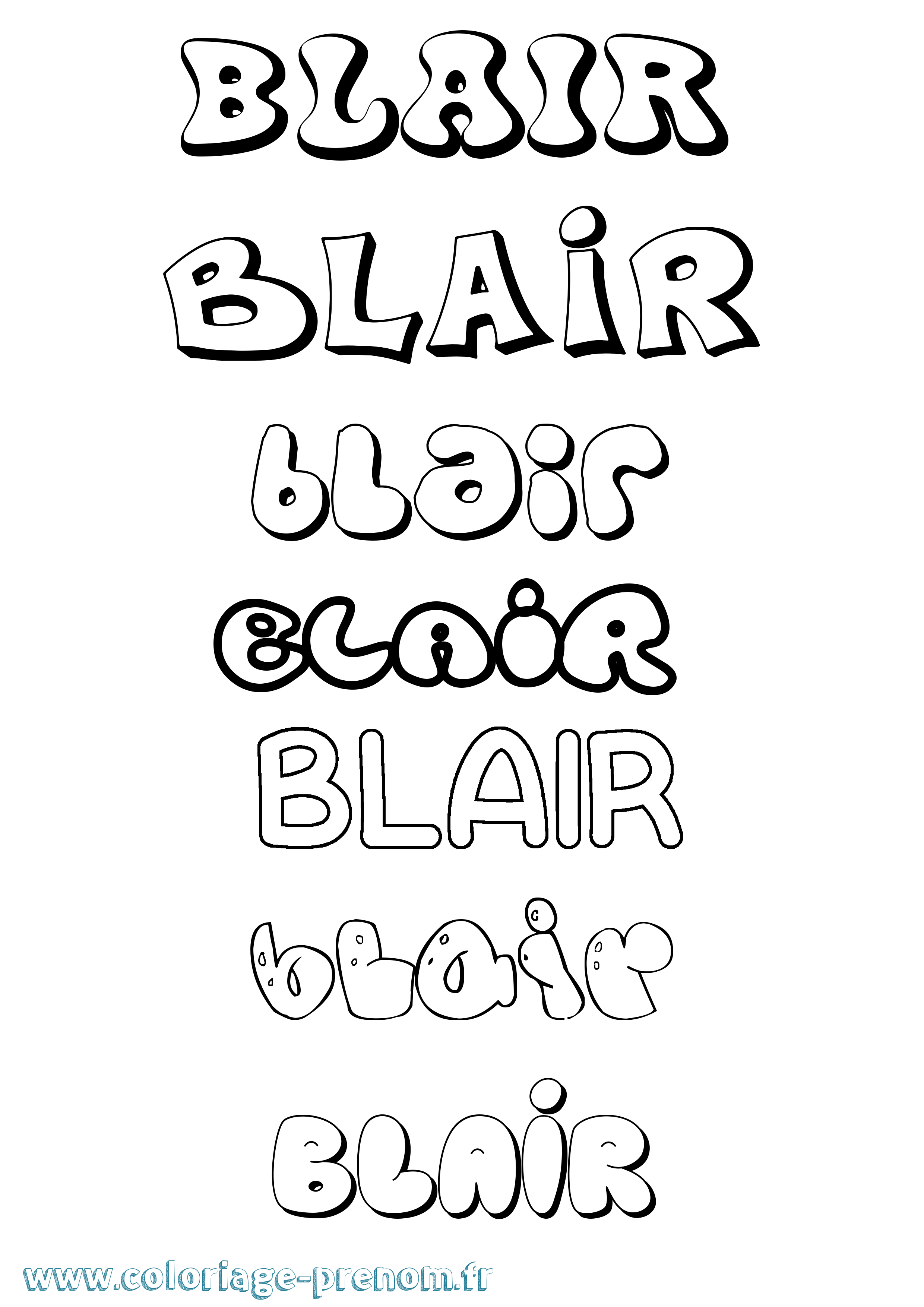 Coloriage Blair Bubble Coloriage prénom Blair Bubble