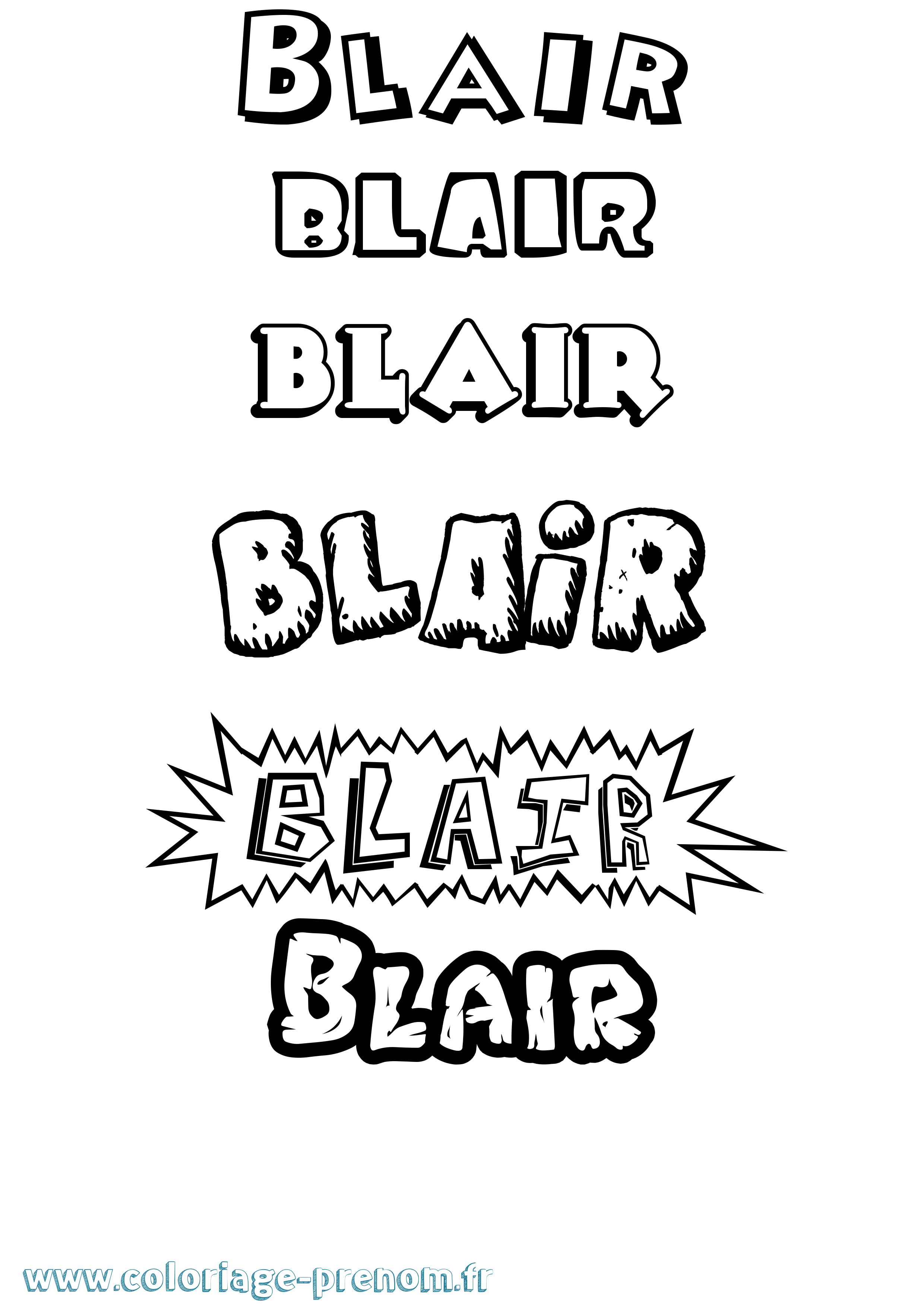 Coloriage Blair Dessin Animé Coloriage prénom Blair Dessin Animé