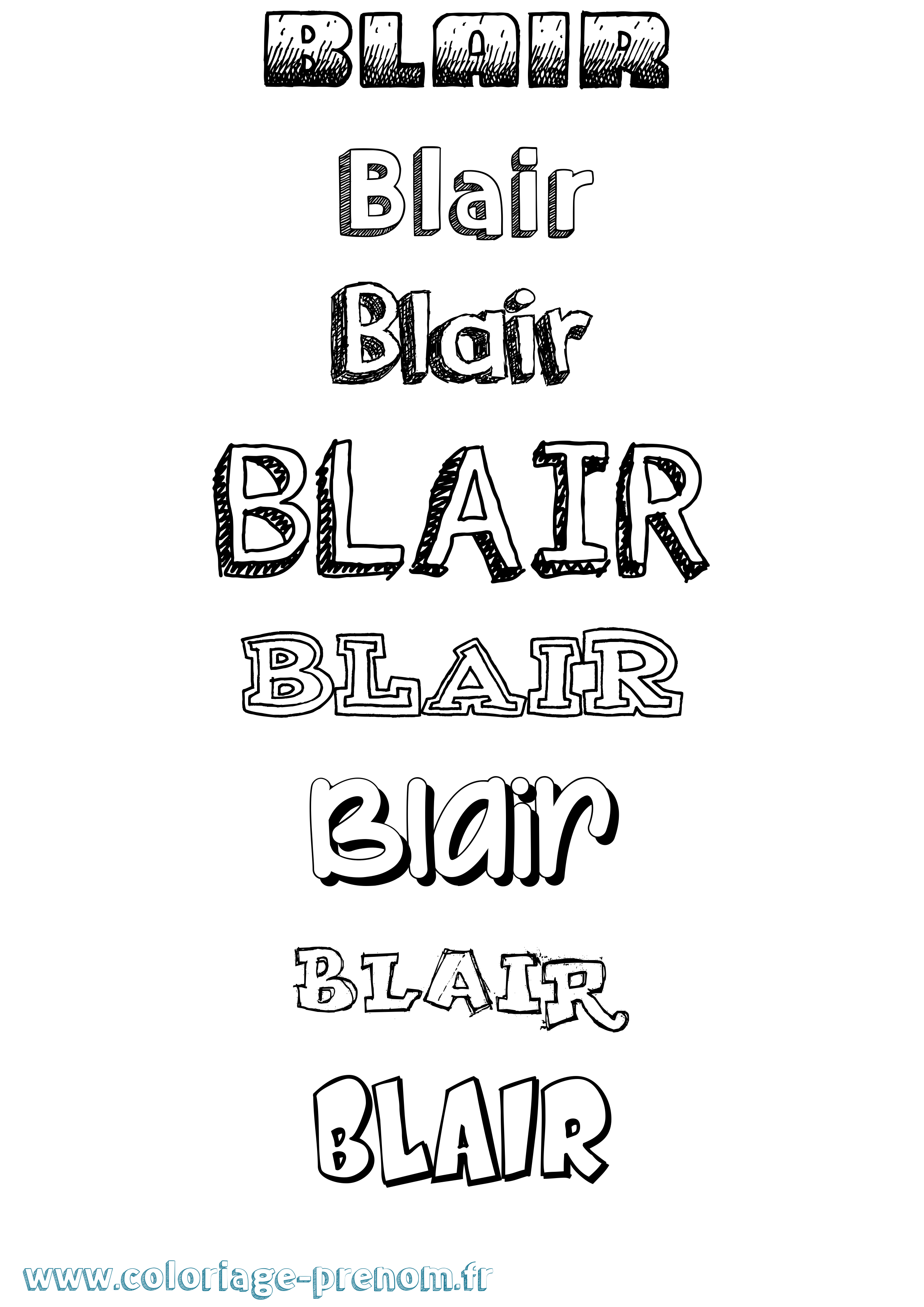 Coloriage Blair Dessiné Coloriage prénom Blair Dessiné