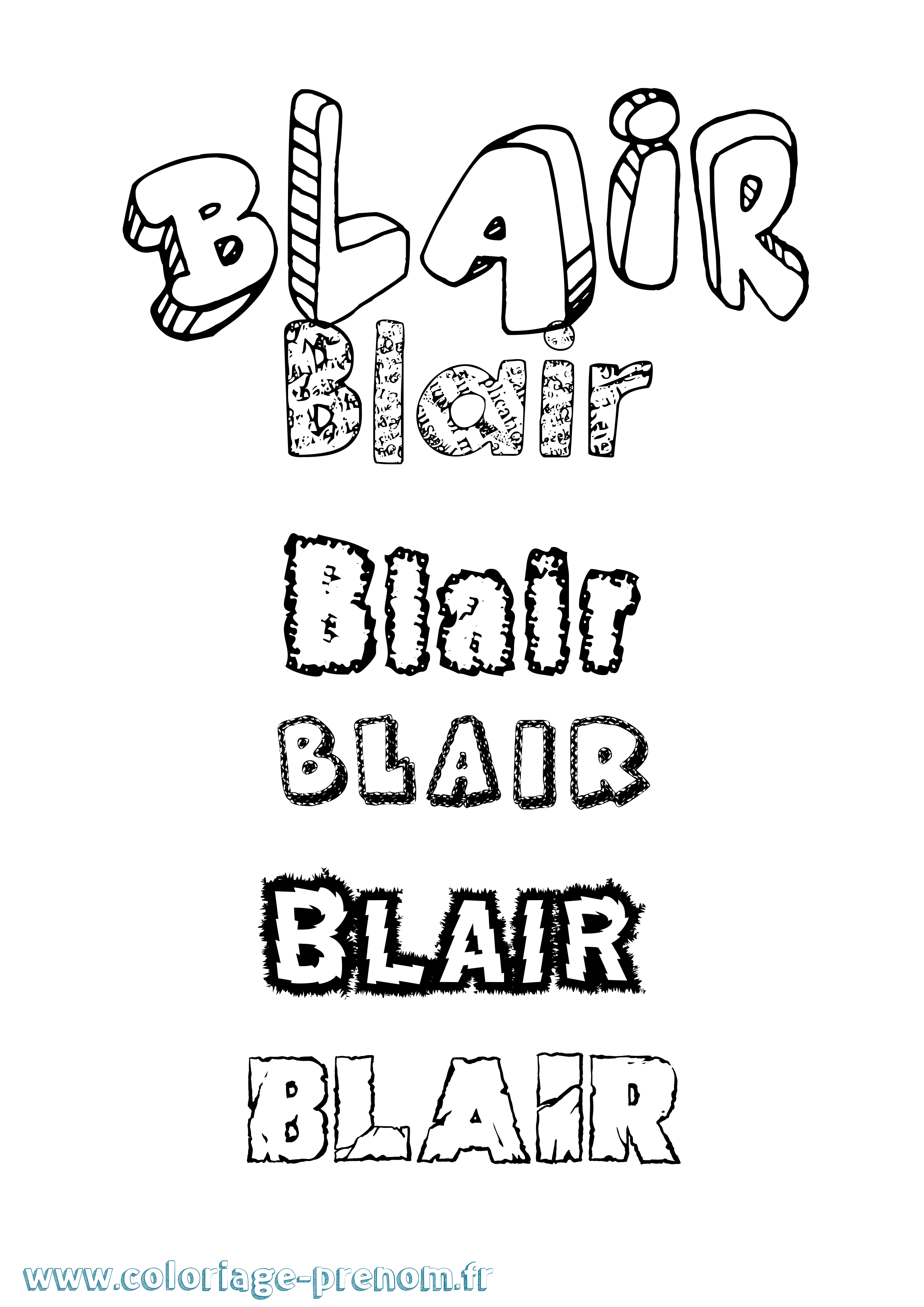 Coloriage Blair Destructuré Coloriage prénom Blair Destructuré