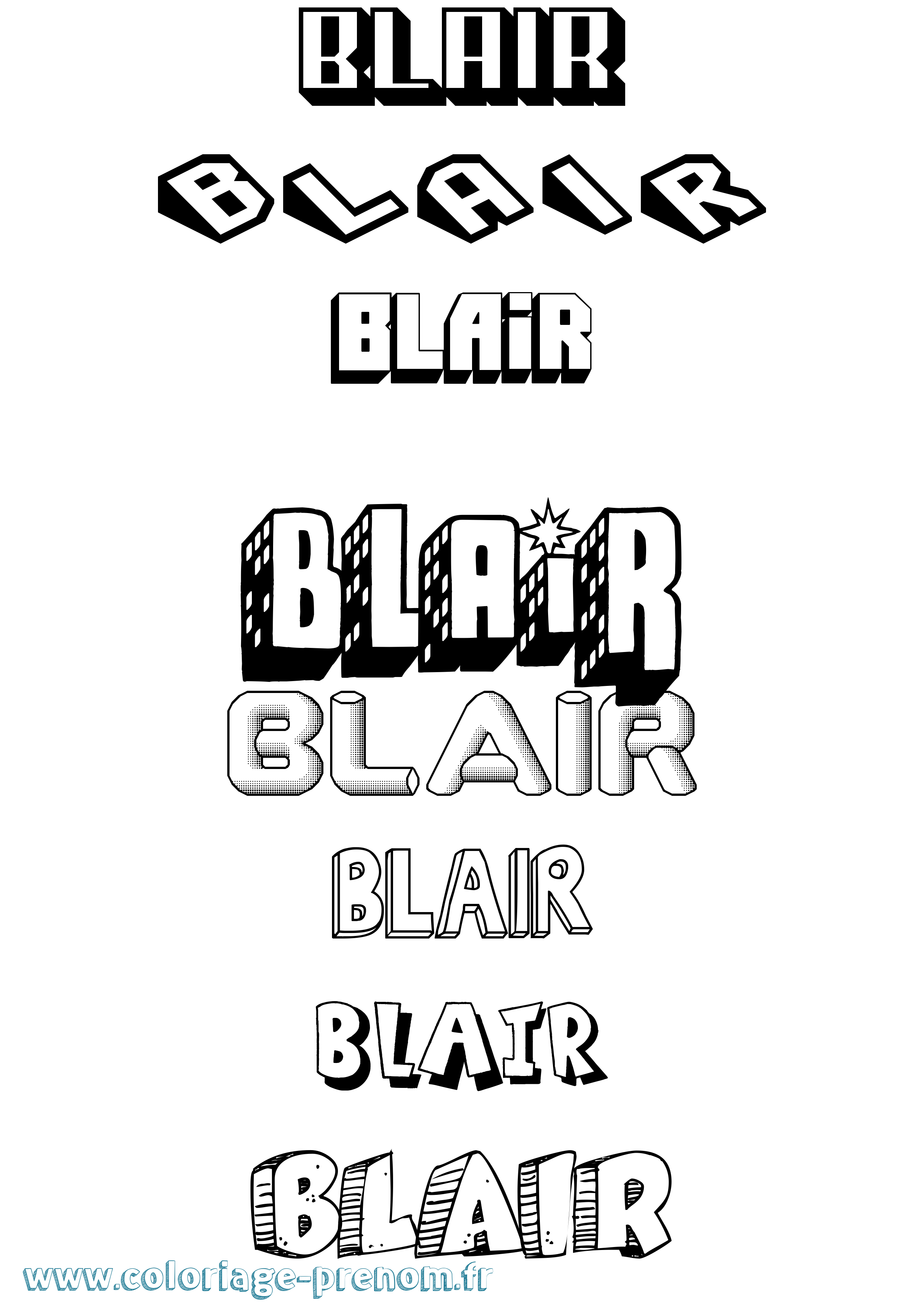Coloriage Blair Effet 3D Coloriage prénom Blair Effet 3D