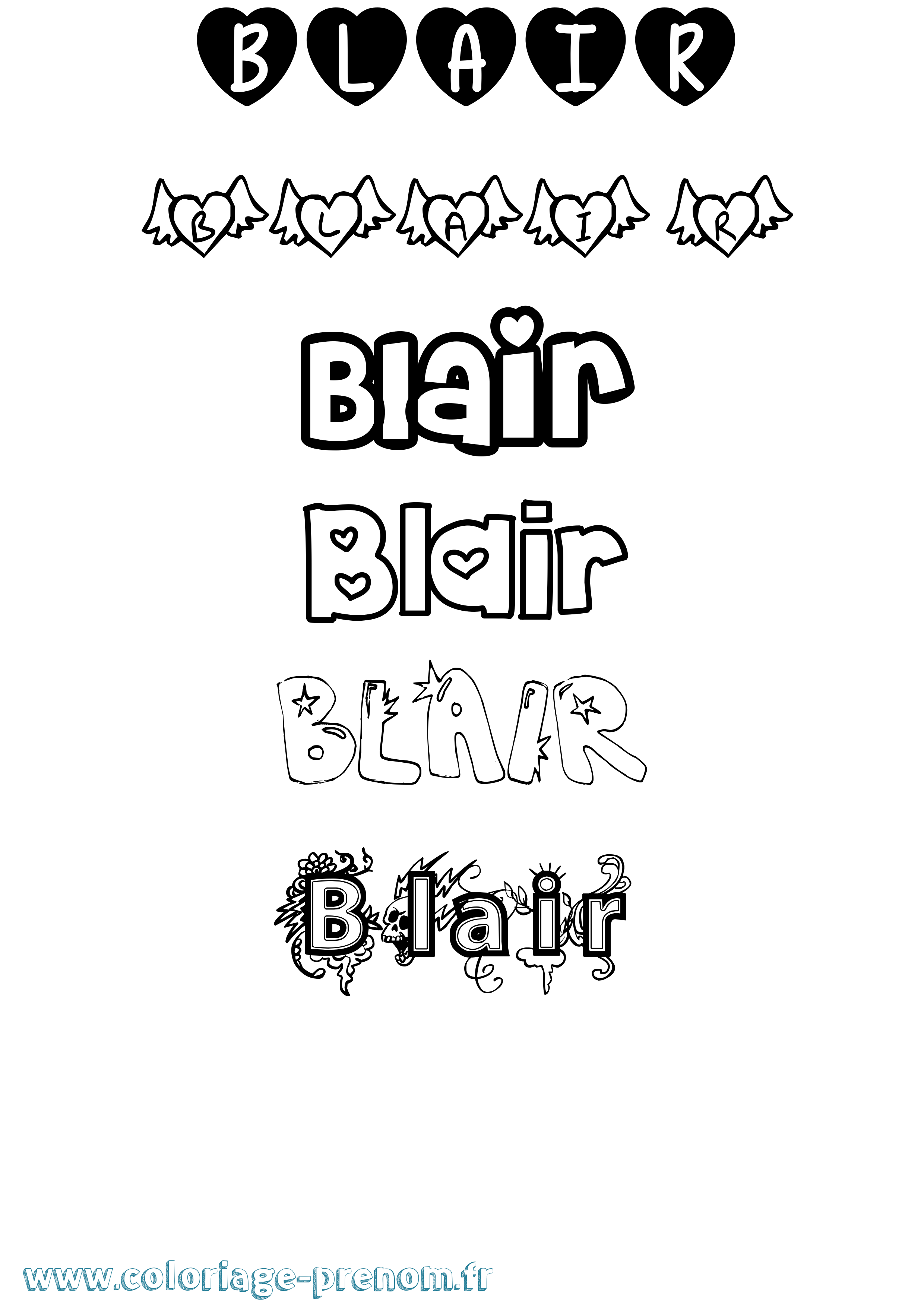 Coloriage Blair Girly Coloriage prénom Blair Girly