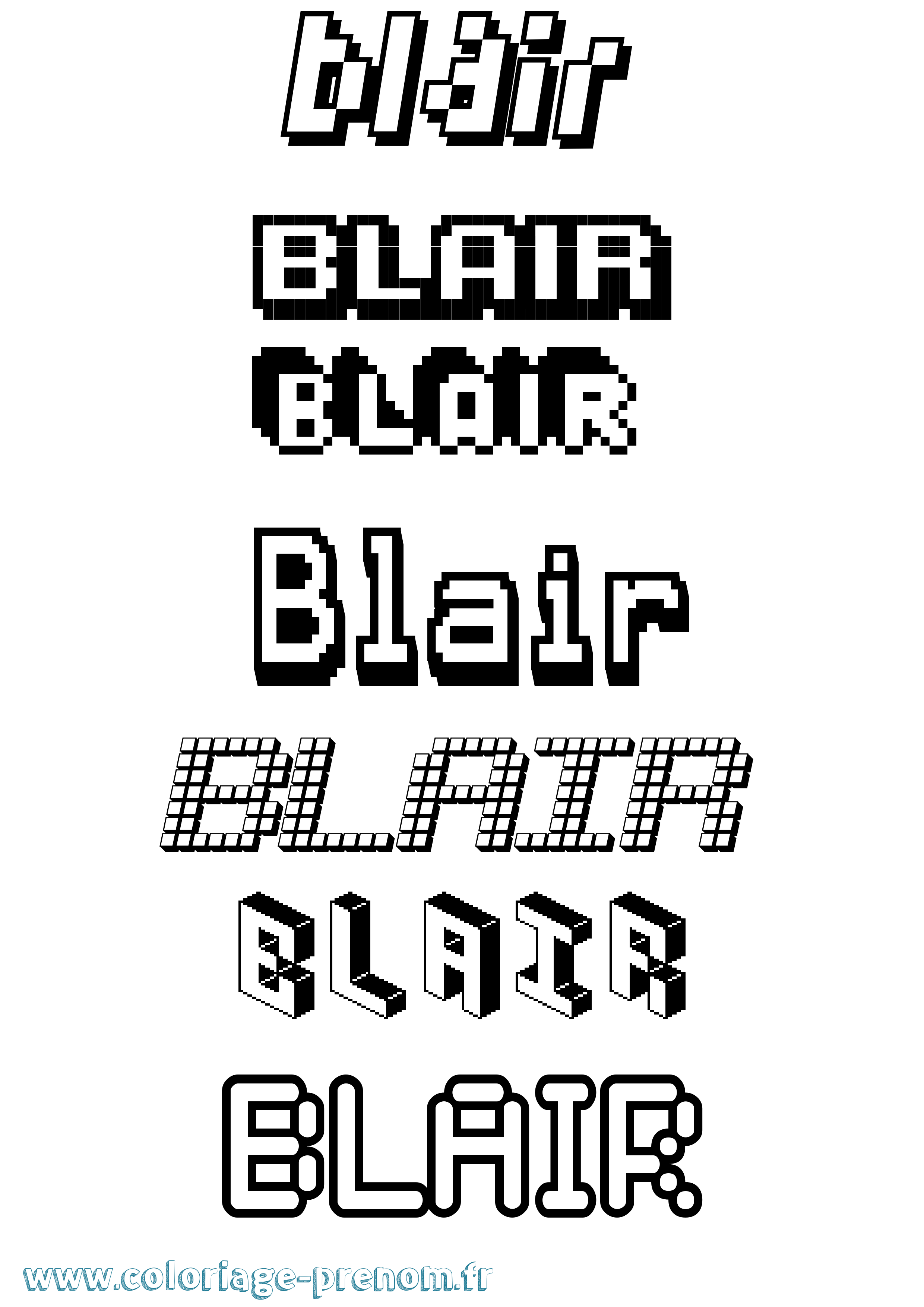 Coloriage Blair Pixel Coloriage prénom Blair Pixel
