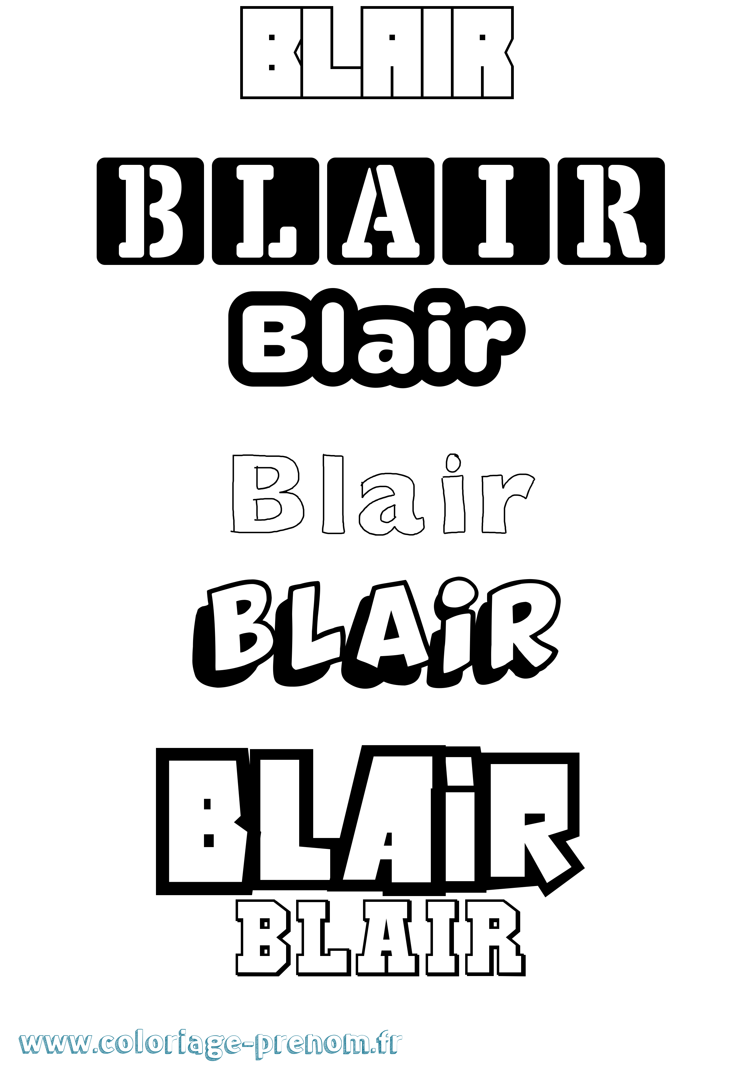 Coloriage Blair Simple Coloriage prénom Blair Simple