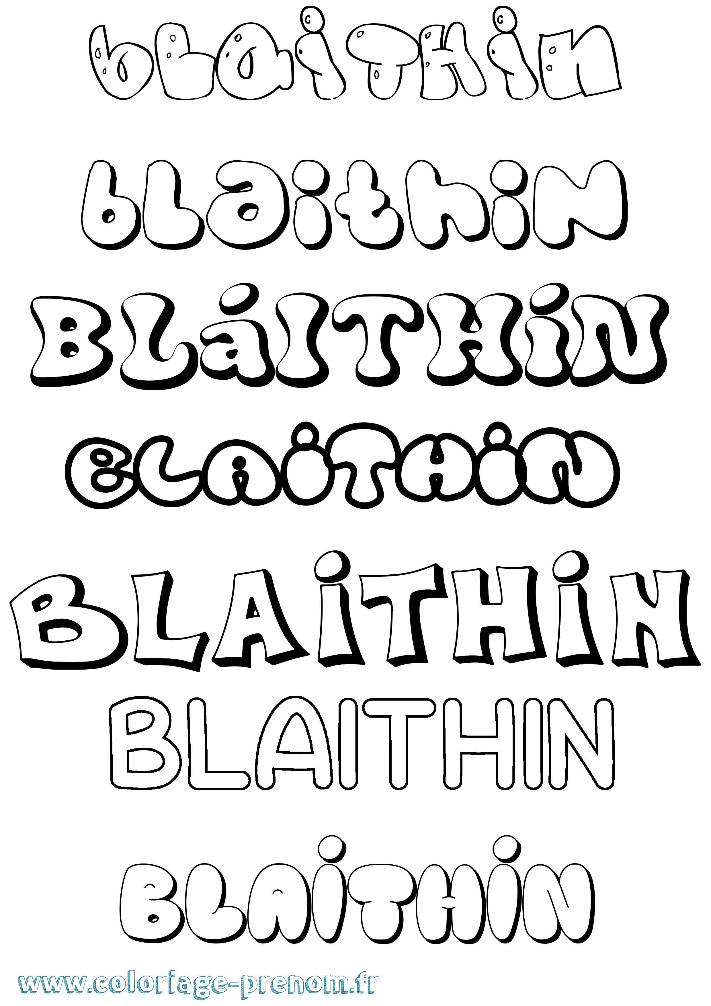 Coloriage Bláithín Bubble Coloriage prénom Bláithín Bubble