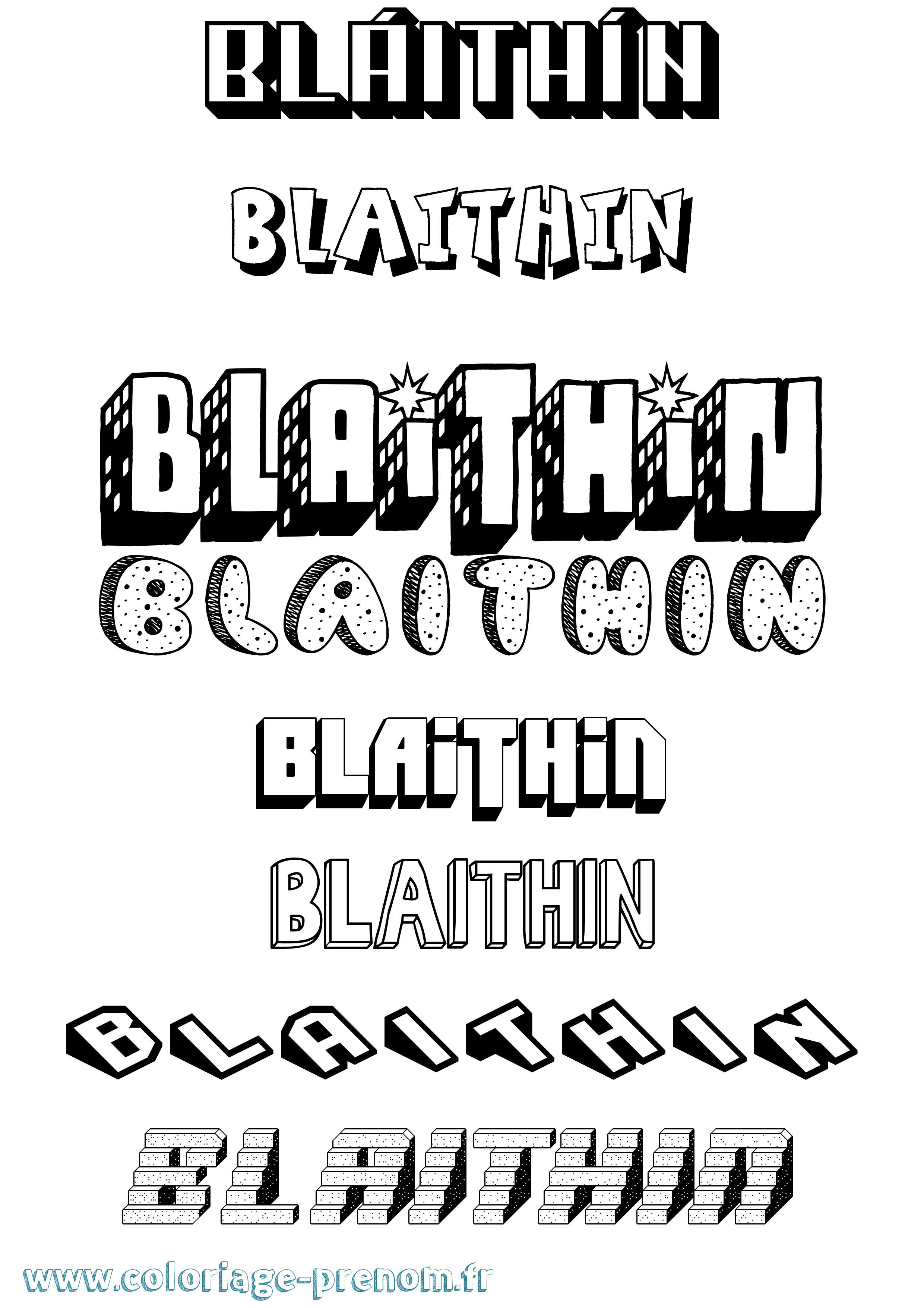 Coloriage Bláithín Effet 3D Coloriage prénom Bláithín Effet 3D
