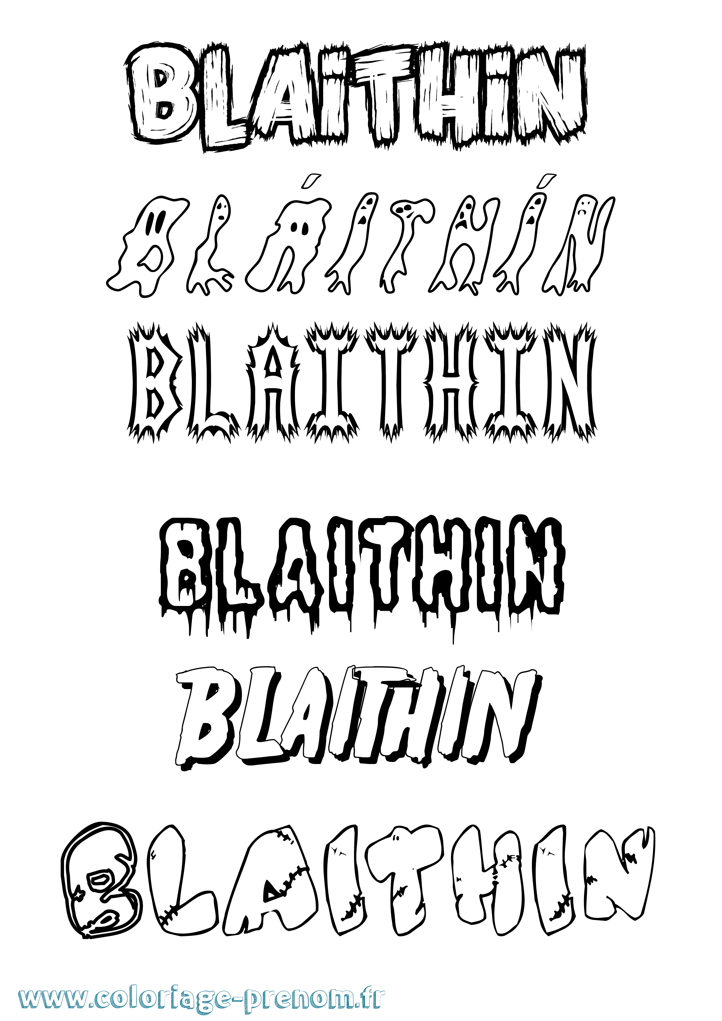 Coloriage Bláithín Frisson Coloriage prénom Bláithín Frisson