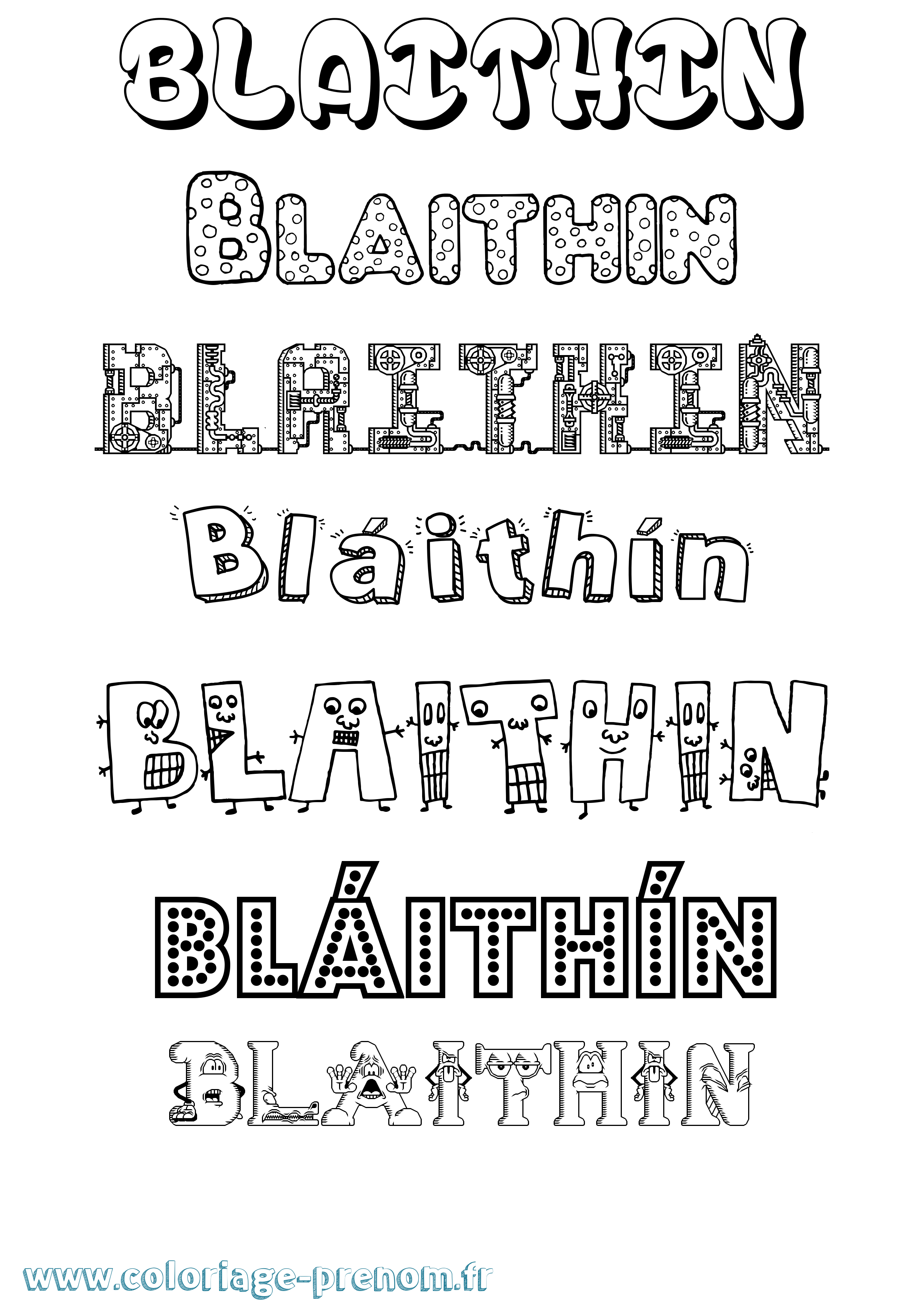 Coloriage Bláithín Fun Coloriage prénom Bláithín Fun