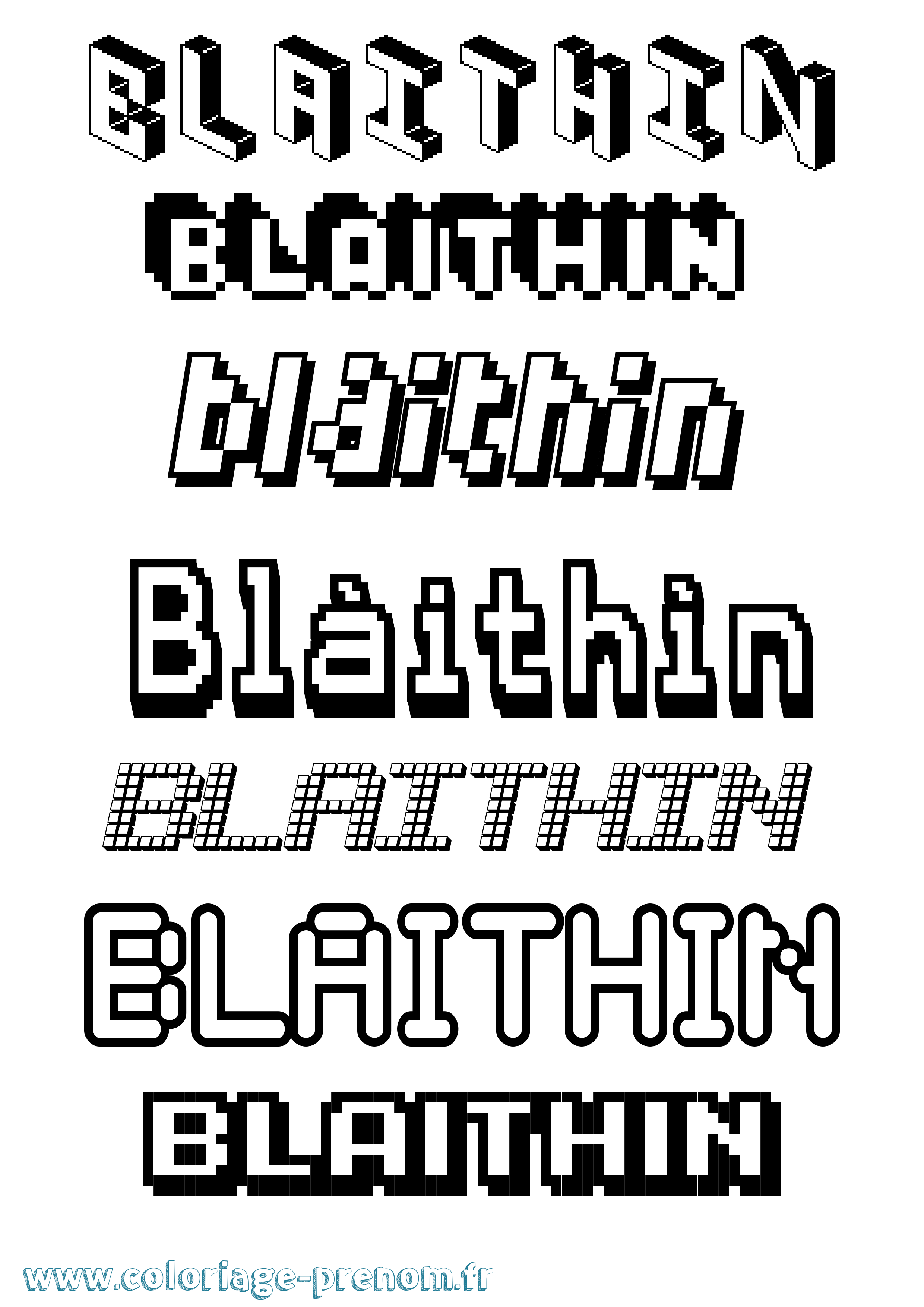 Coloriage Bláithín Pixel Coloriage prénom Bláithín Pixel