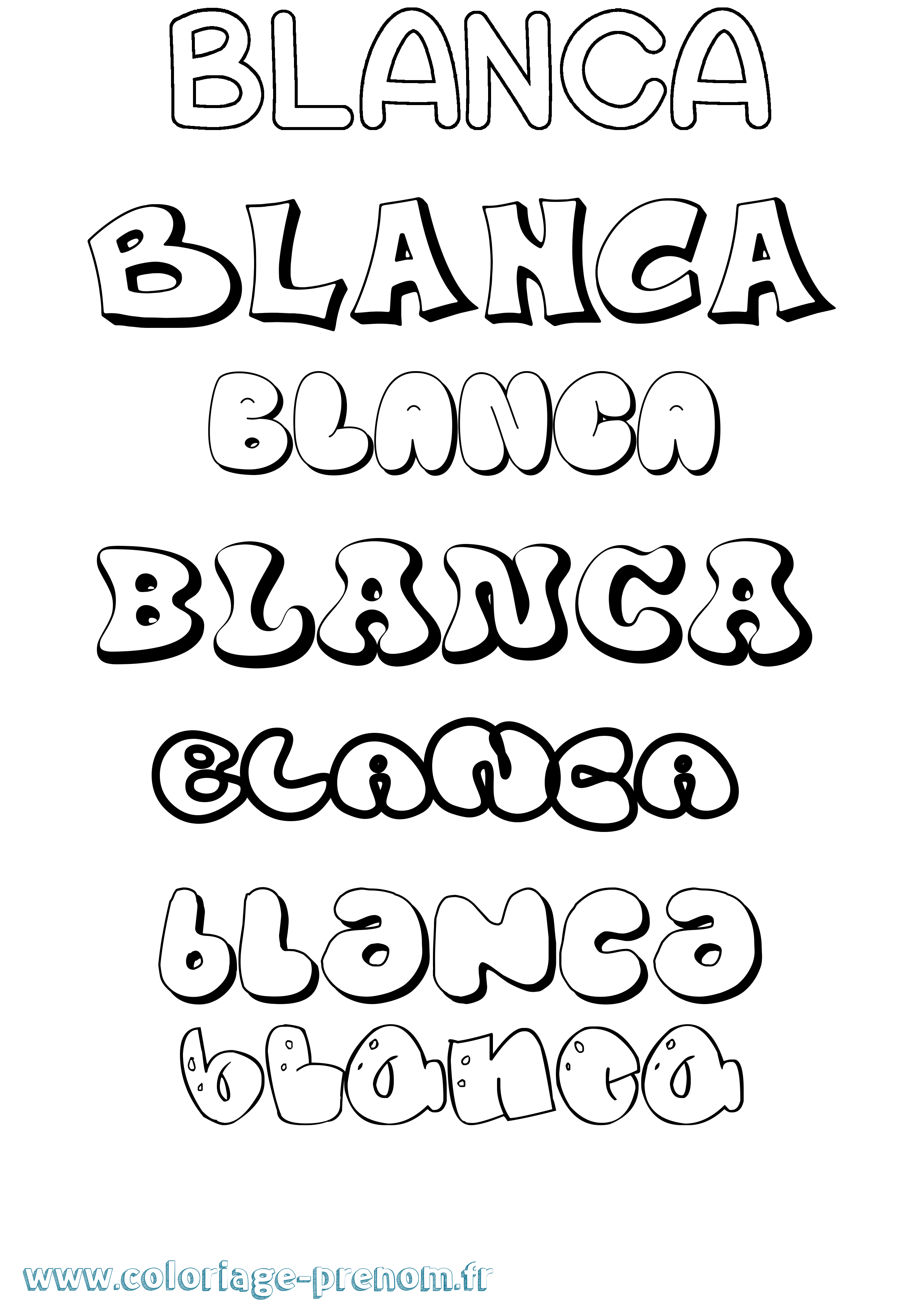 Coloriage Blanca Bubble Coloriage prénom Blanca Bubble