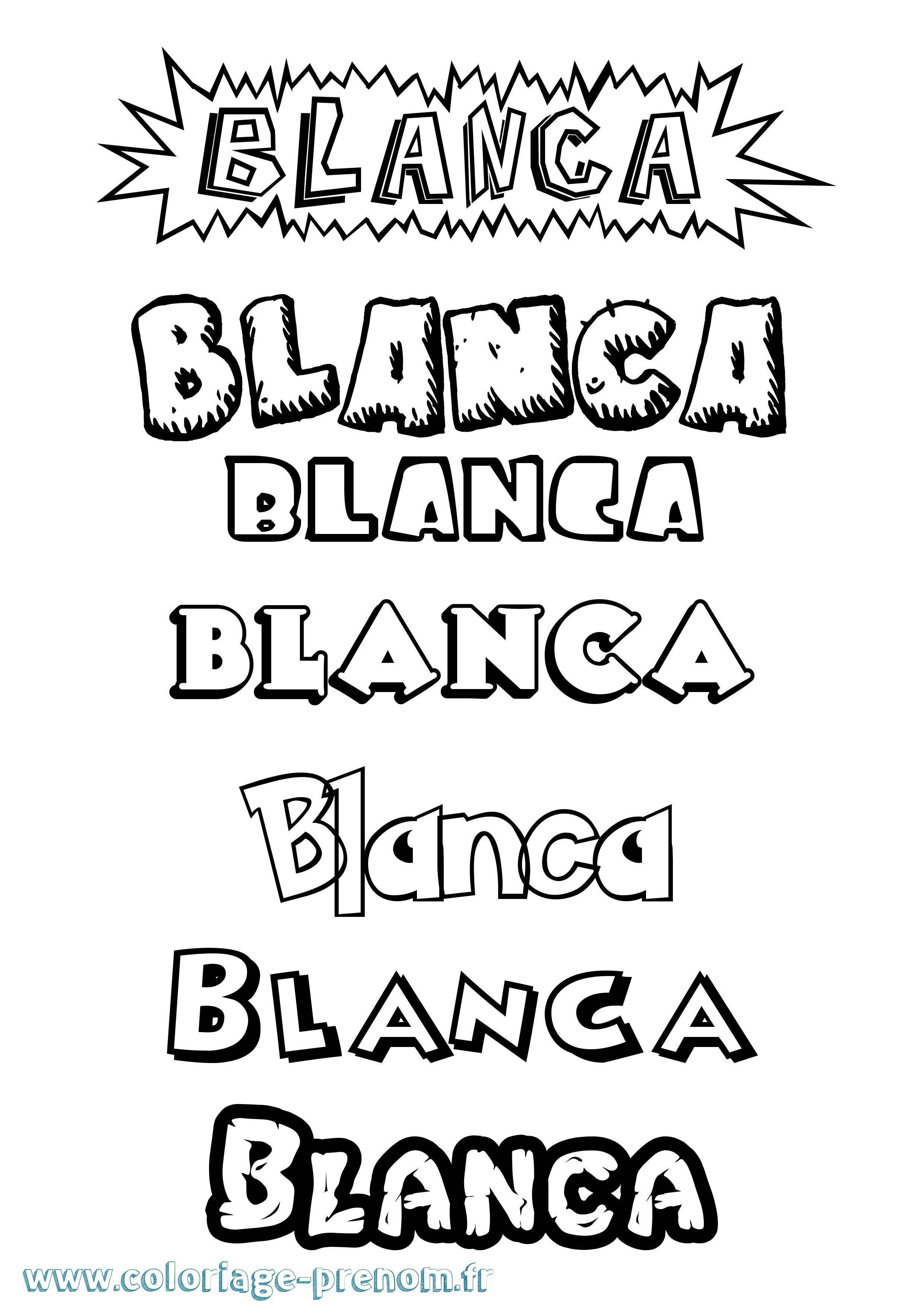 Coloriage Blanca Dessin Animé Coloriage prénom Blanca Dessin Animé