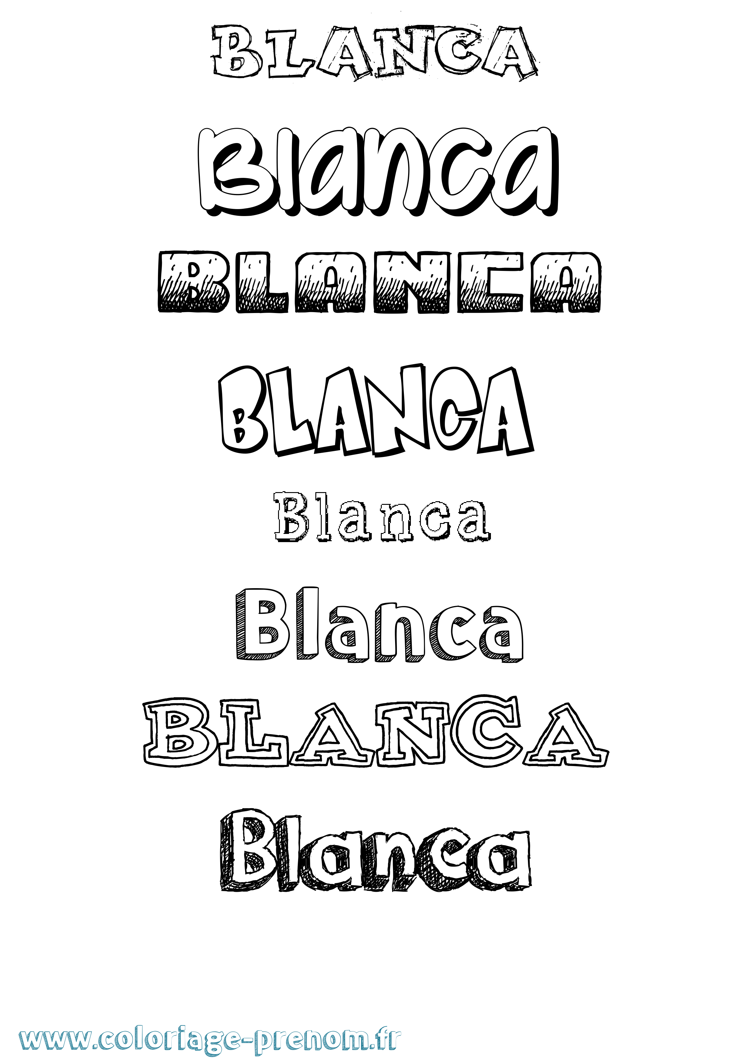 Coloriage Blanca Dessiné Coloriage prénom Blanca Dessiné